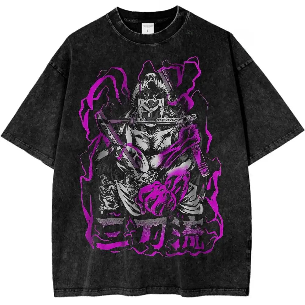 A new 2025 ONE PIECE Roronoa Zoro Shirt, an anime retro t-shirt with a designer illustration pattern.