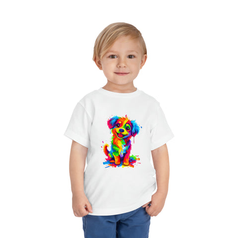 Rainbow Dreams: Disney-Inspired Happy Dog Cartoon | Toddler Short Sleeve Tee