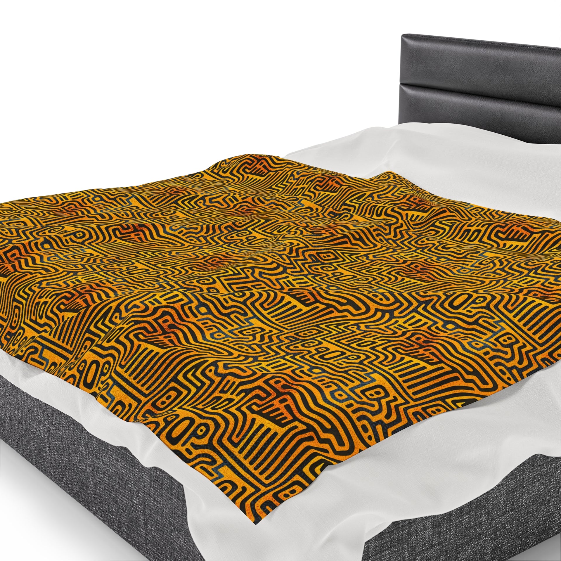 Sunset Dreams: Velveteen Plush Blanket with Optical Illusion Art