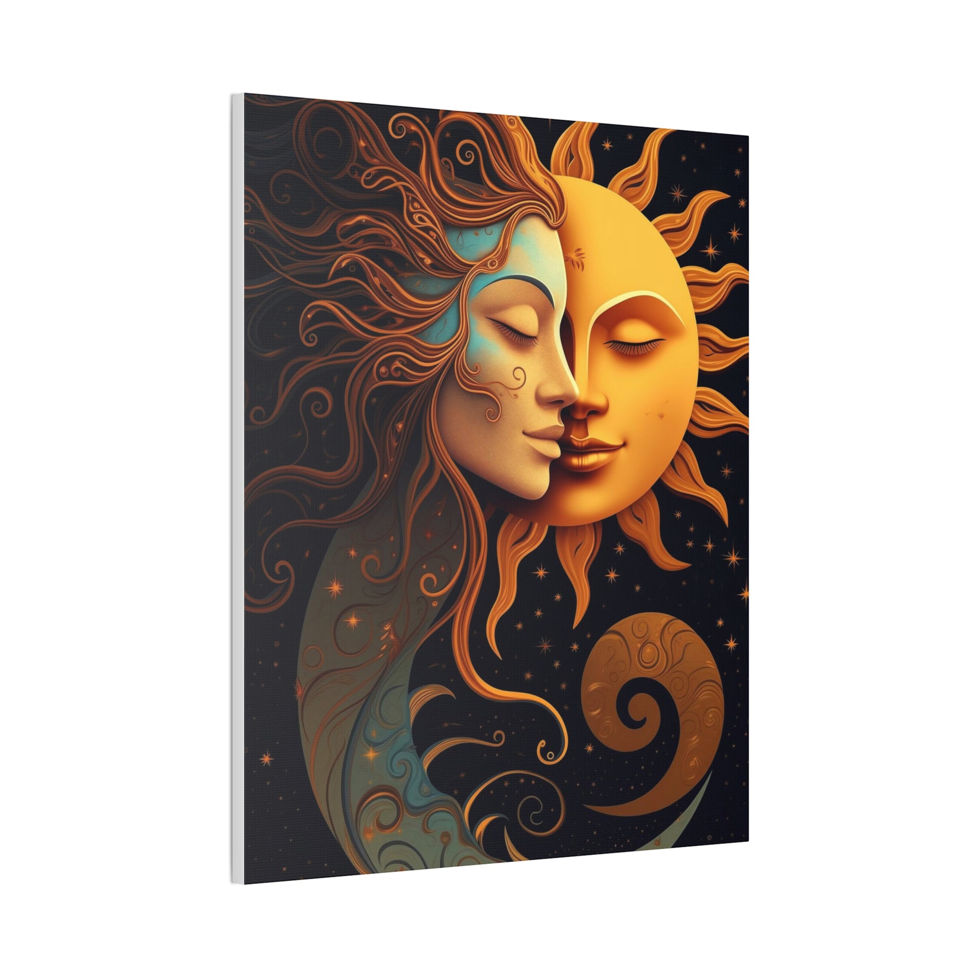 Celestial Harmony: Sun & Moon Canvas Print