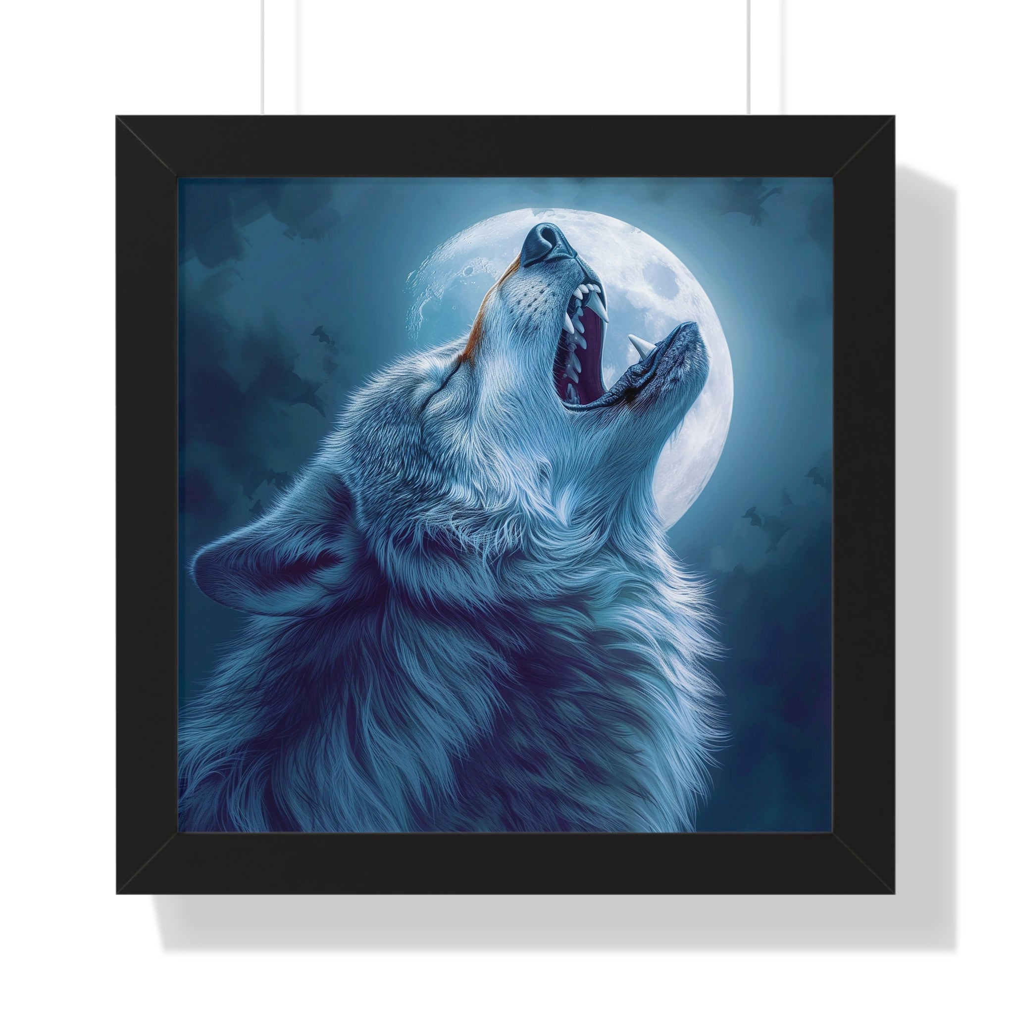 Midnight Howl: Epic Fantasy Wolf Poster Framed Vertical Poster