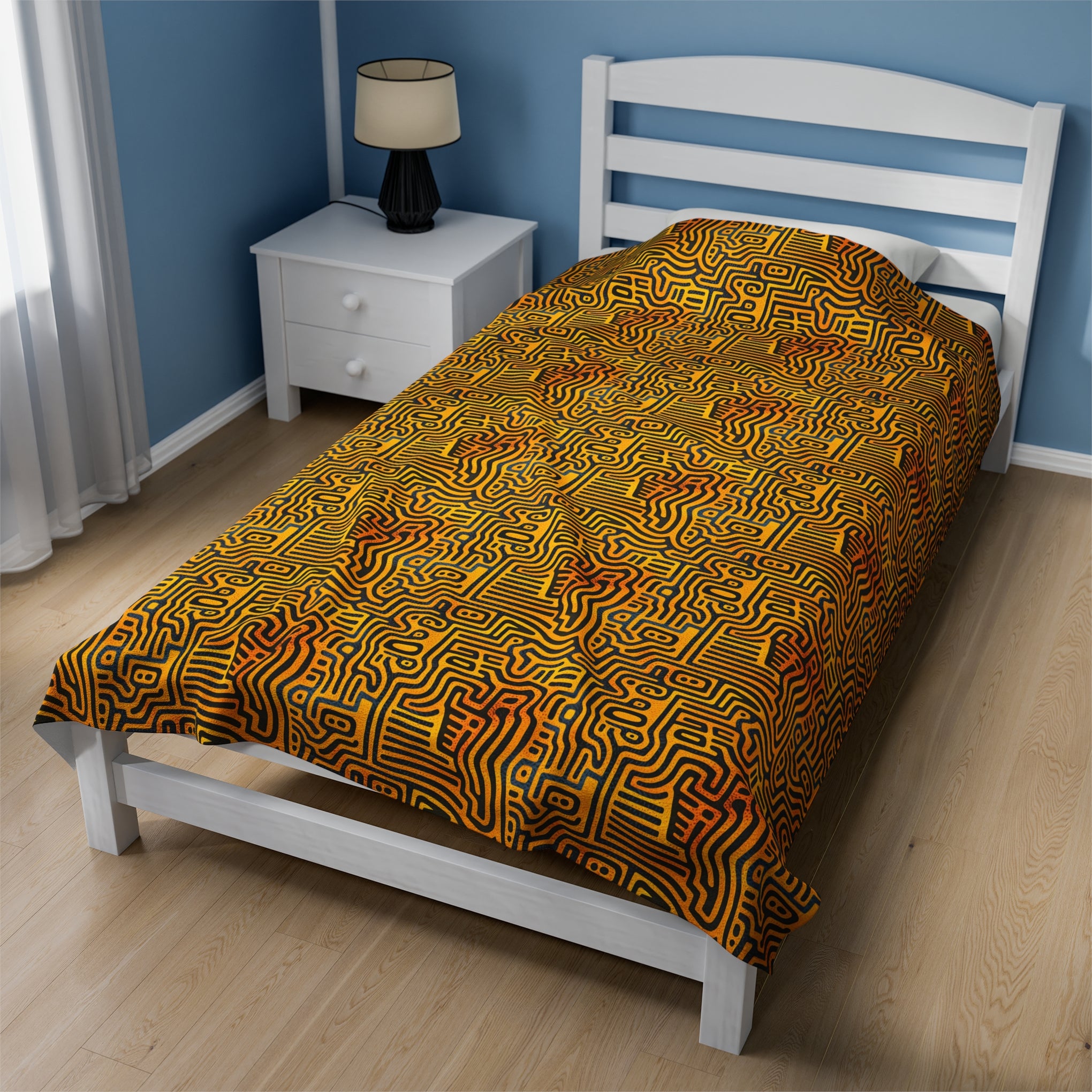 Sunset Dreams: Velveteen Plush Blanket with Optical Illusion Art