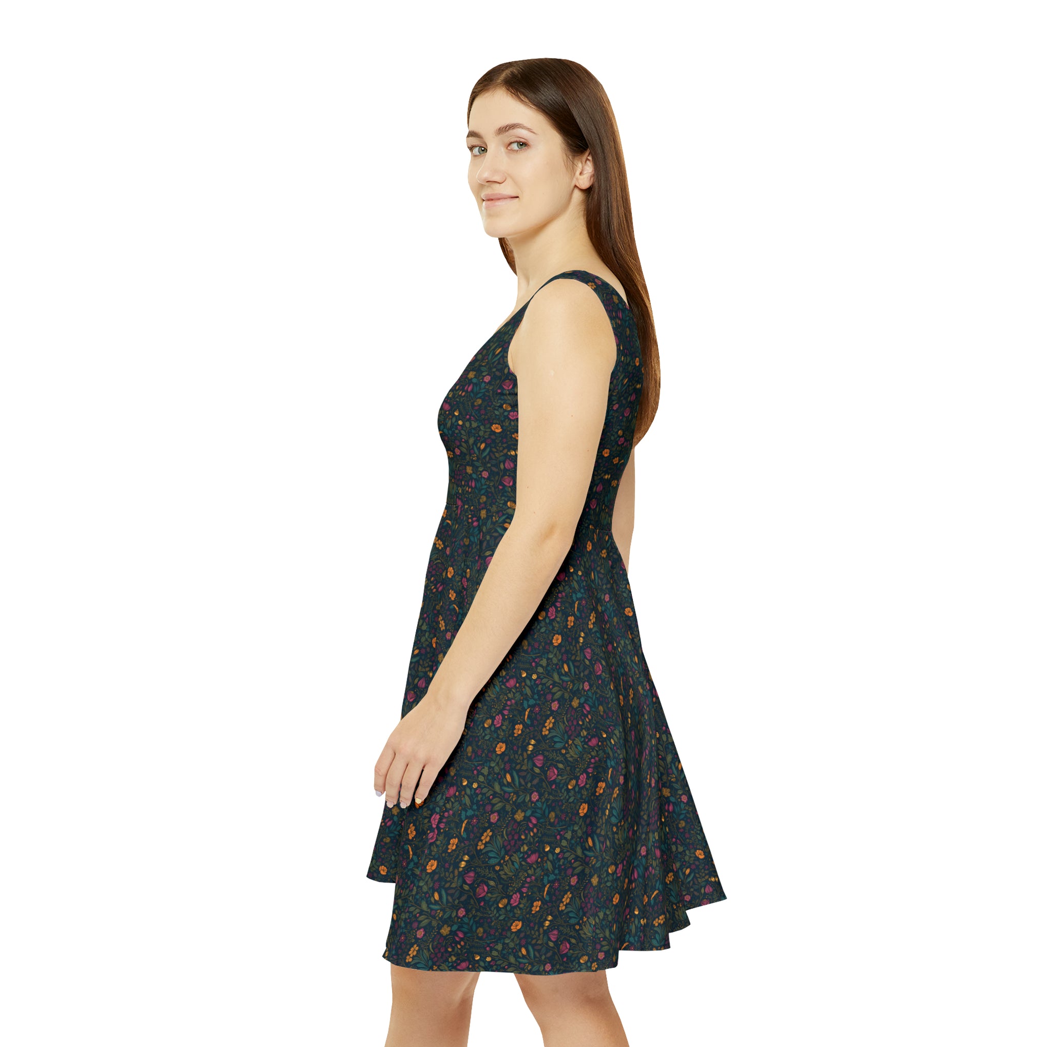 Whimsical Bloom: Where Harmony Dances in This Fantasy Skater Dress | Women's Skater Dress (AOP)