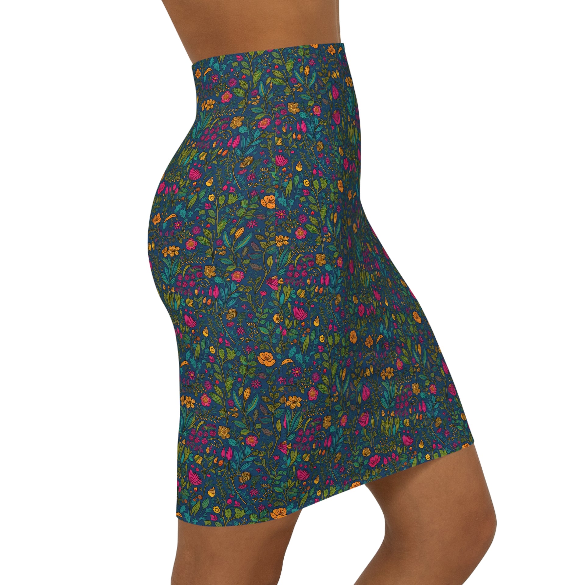 Harmonious Botanical Bliss Women's Pencil Mini Skirt: AOP