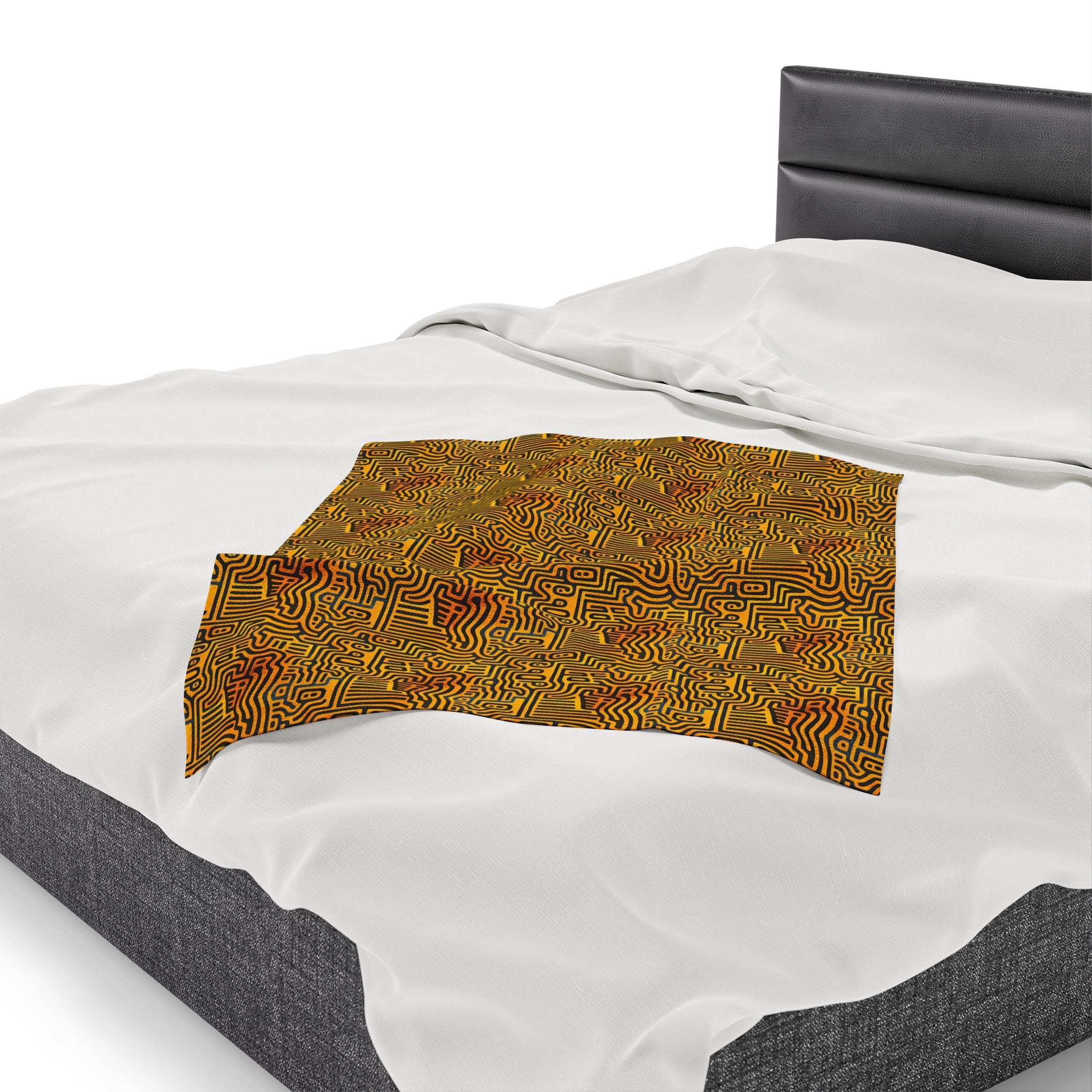 Sunset Dreams: Velveteen Plush Blanket with Optical Illusion Art