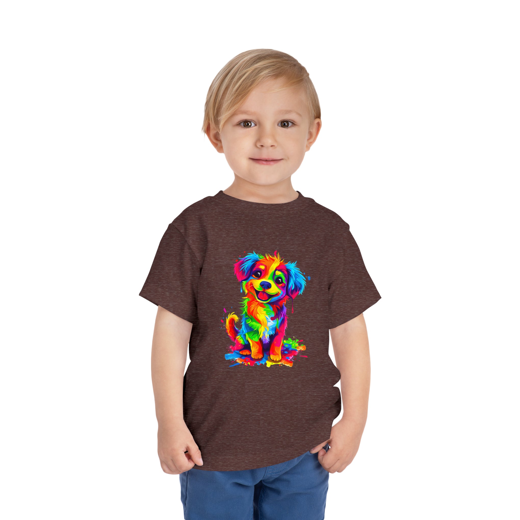 Rainbow Dreams: Disney-Inspired Happy Dog Cartoon | Toddler Short Sleeve Tee