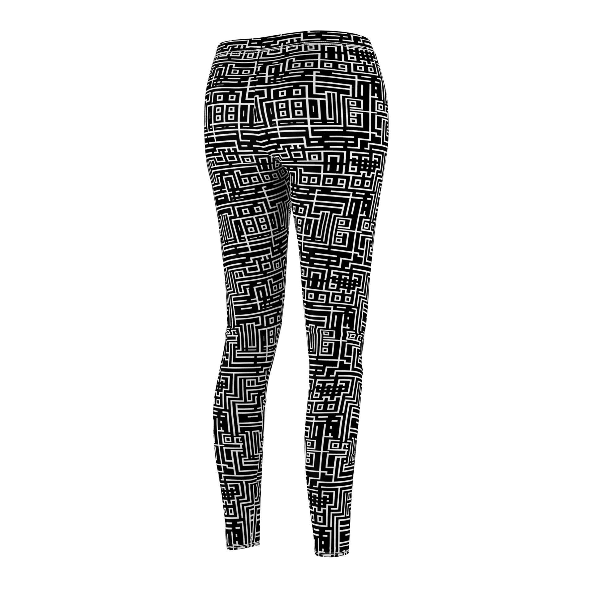 Futuristic Laser-Cut Geometric Women's Leggings: AOP