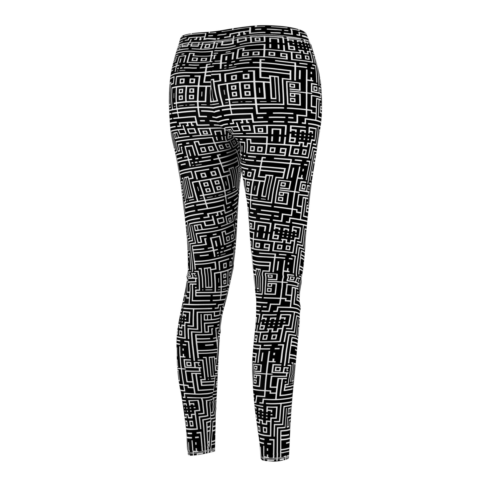 Futuristic Laser-Cut Geometric Women's Leggings: AOP