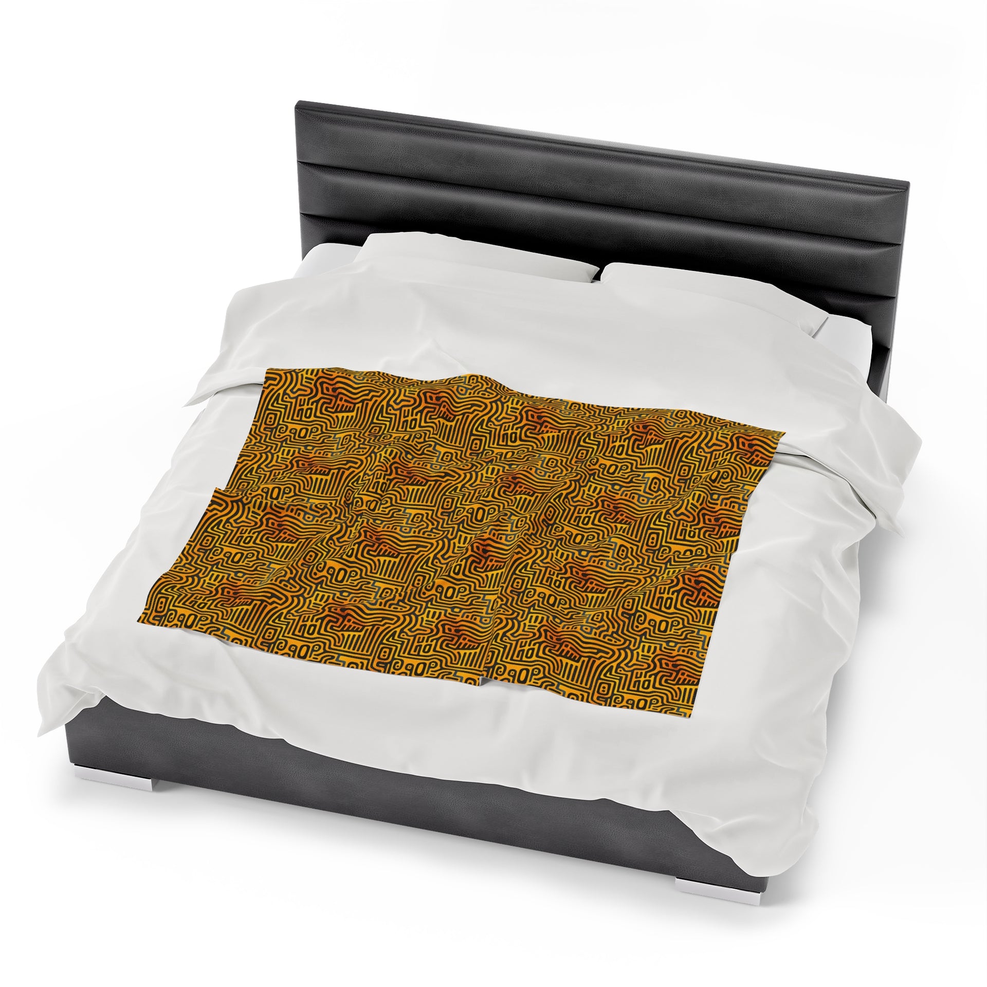 Sunset Dreams: Velveteen Plush Blanket with Optical Illusion Art