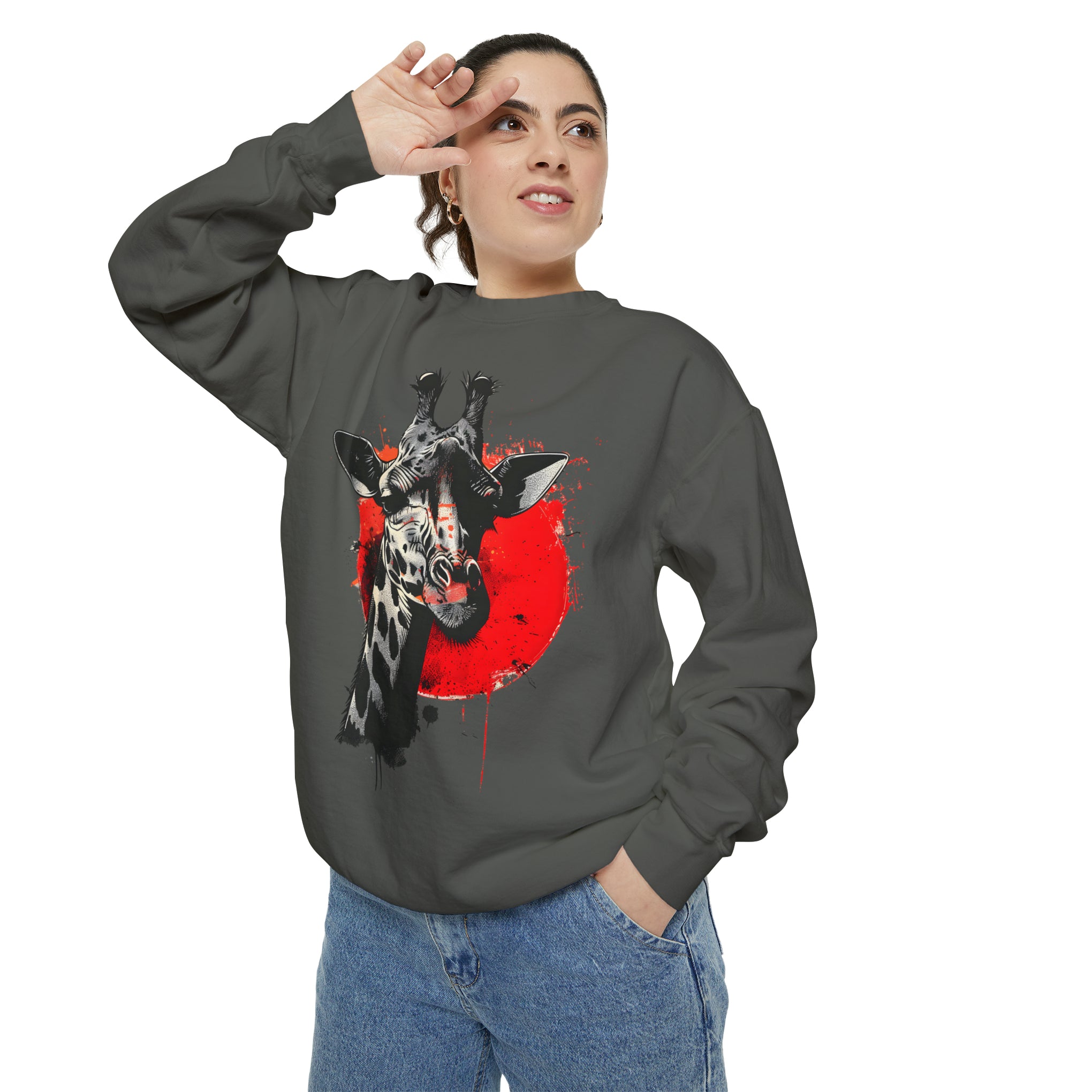 Sunshine Smiles: Embrace the Kawaii Charm of This Contoured Giraffe Sweatshirt