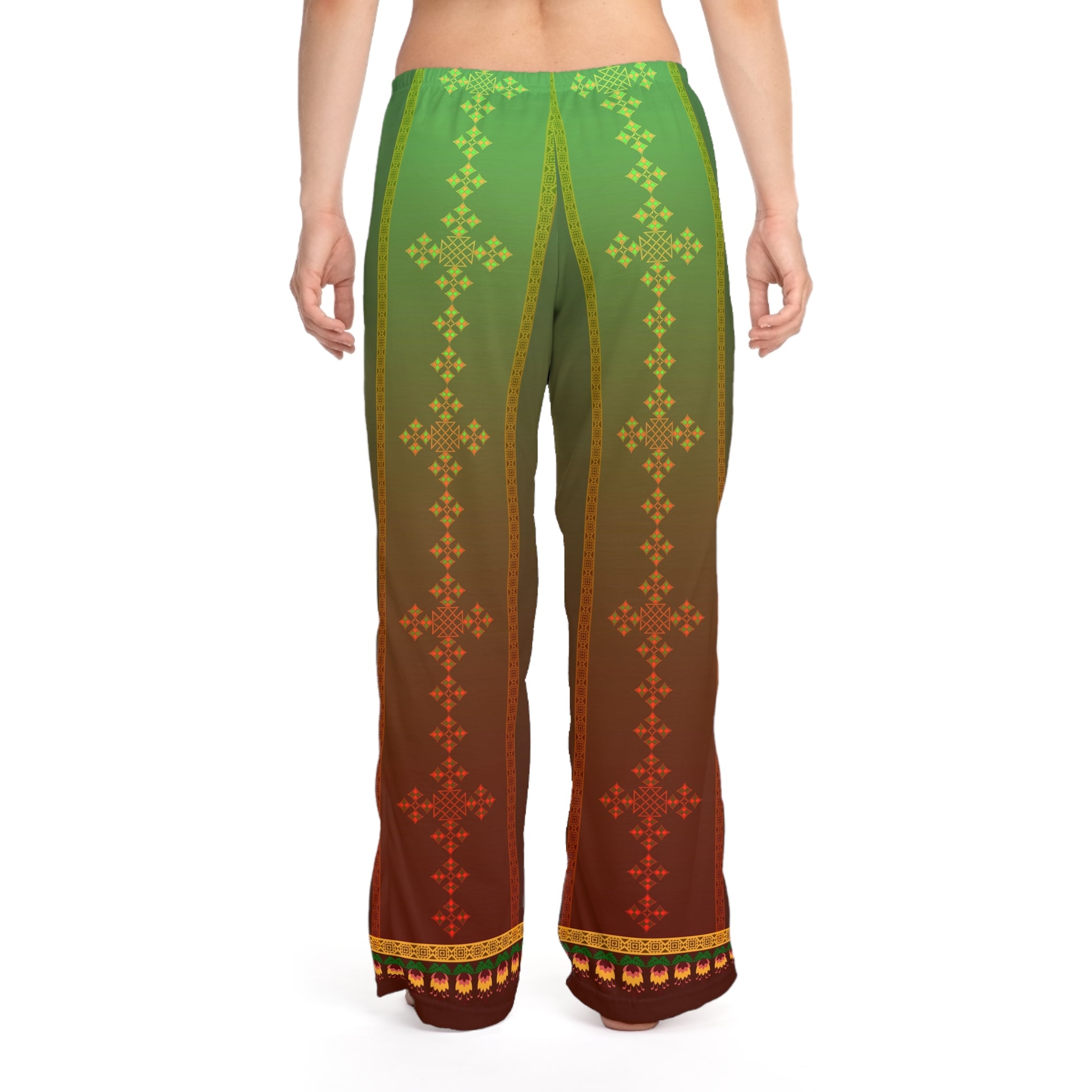 Ethiopian Crosses Elegance: Women's Pajama Pants (AOP)