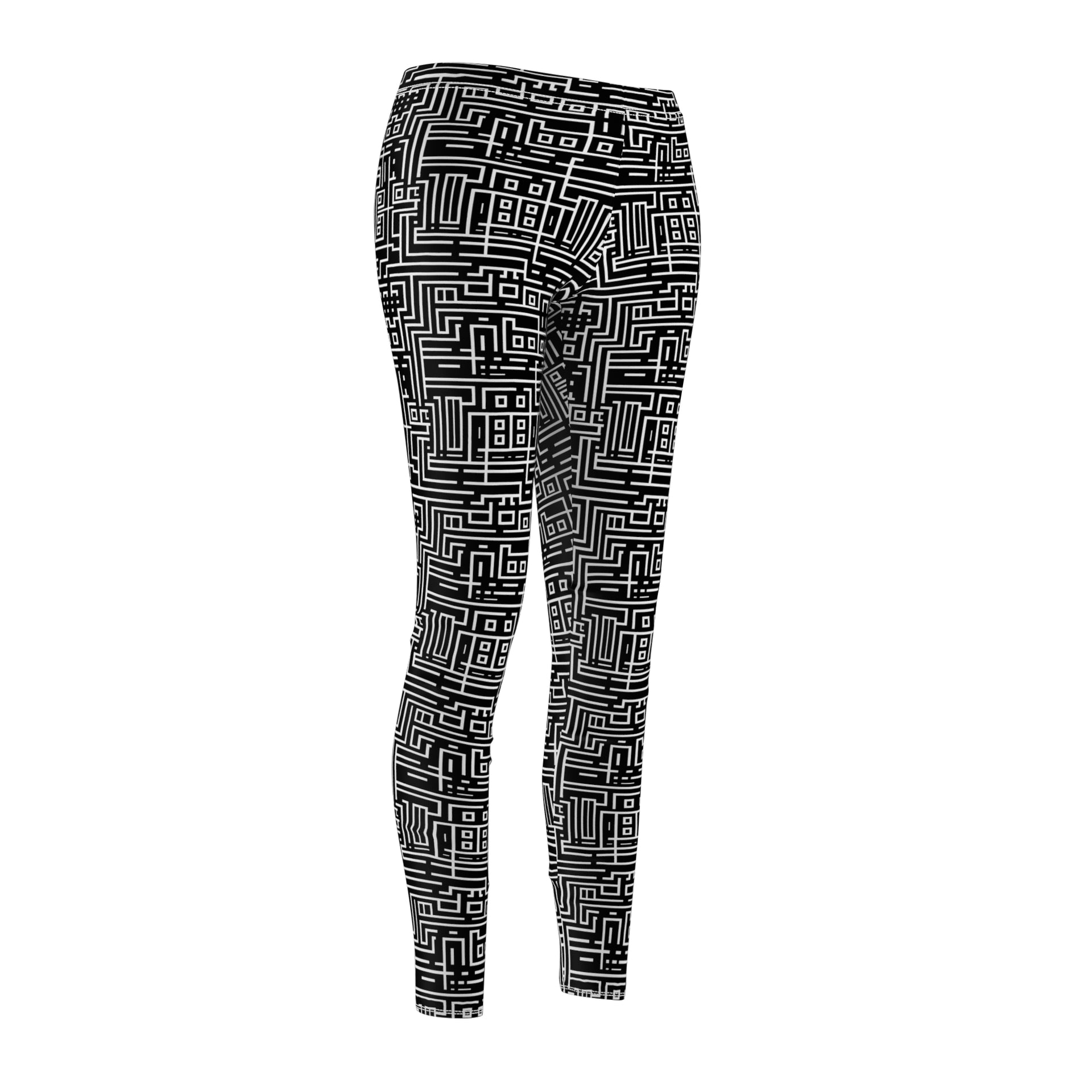 Futuristic Laser-Cut Geometric Women's Leggings: AOP