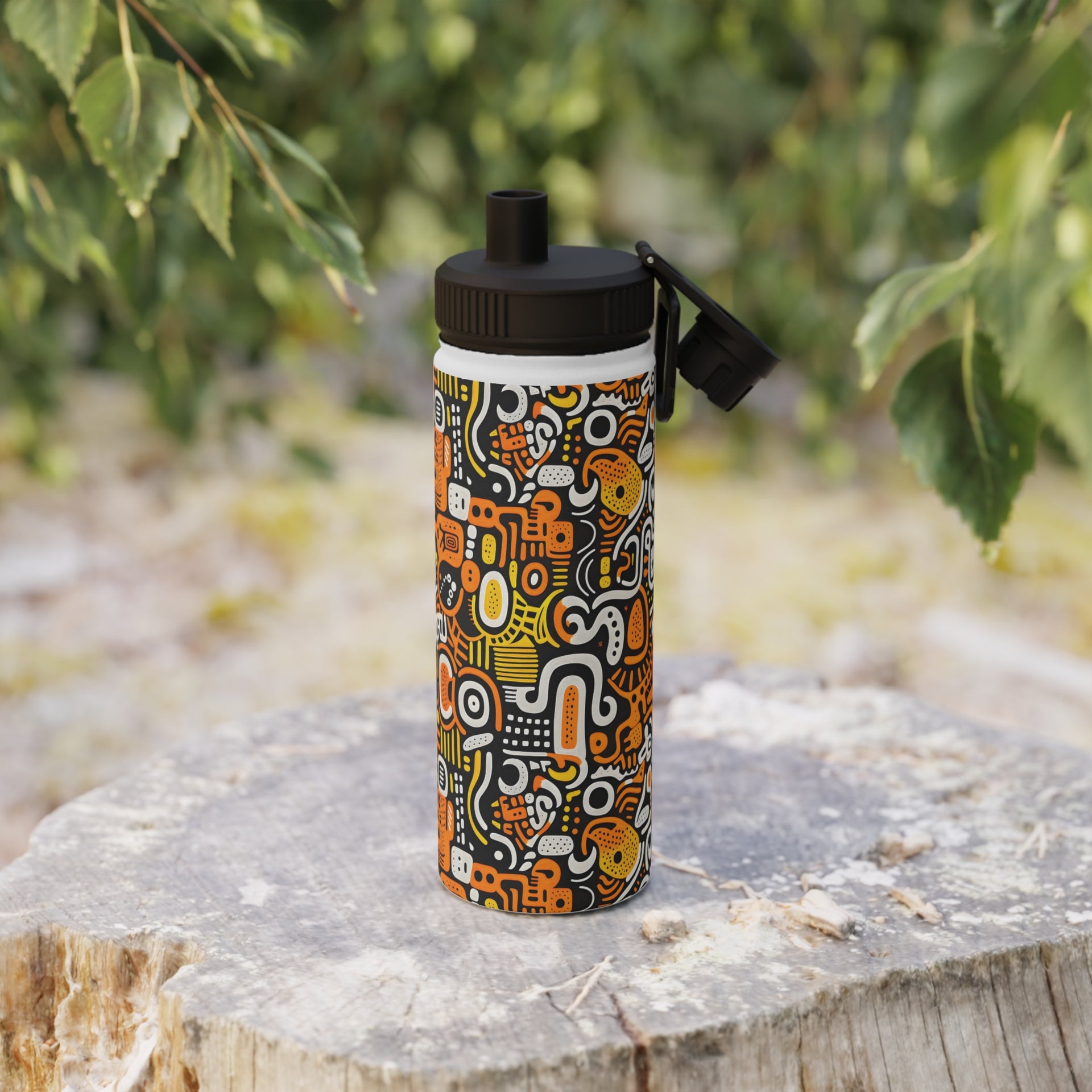 Psychedelic Fusion: Keith Haring Inspired Stainless Steel Water Bottle Sports Lid