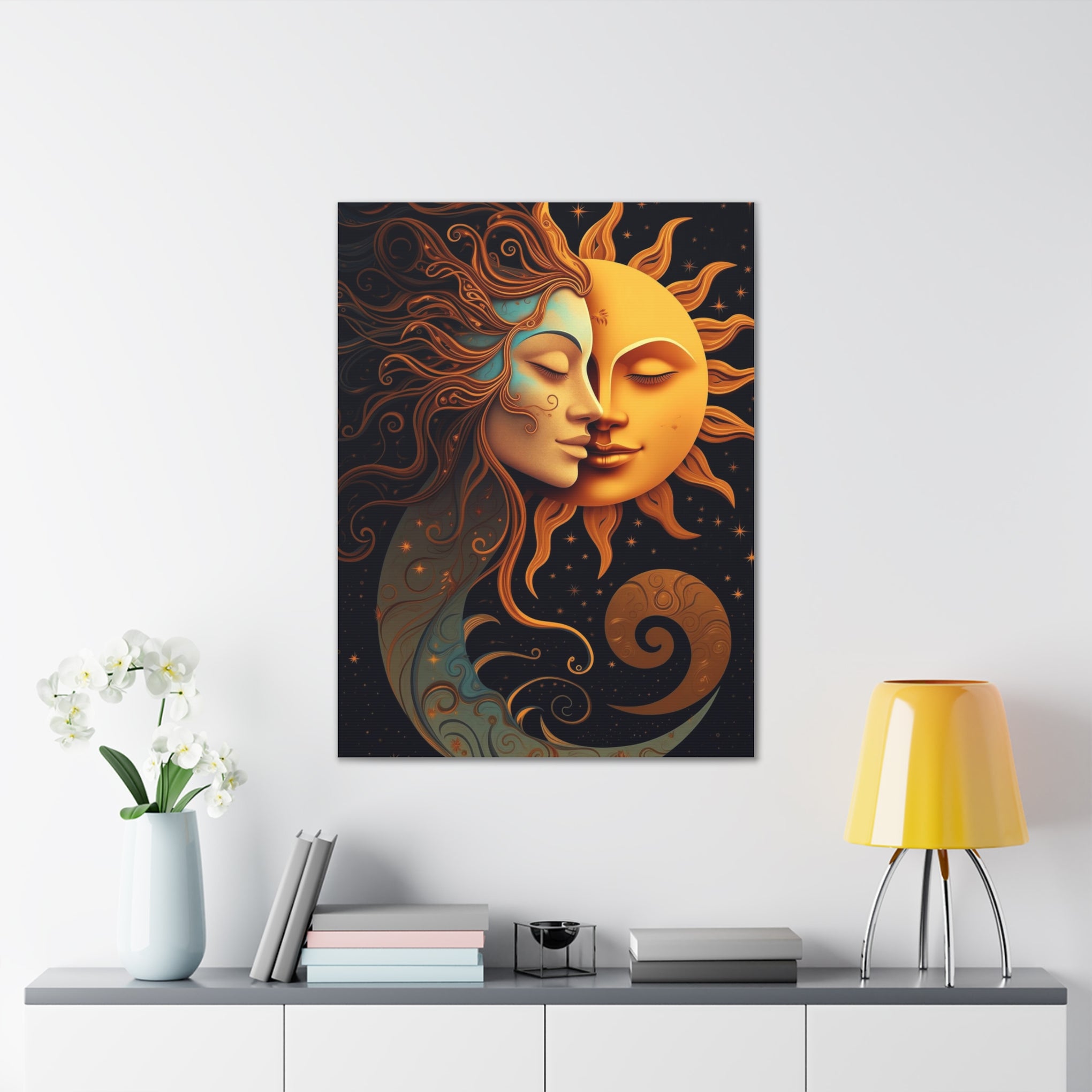 Celestial Harmony: Sun & Moon Canvas Print