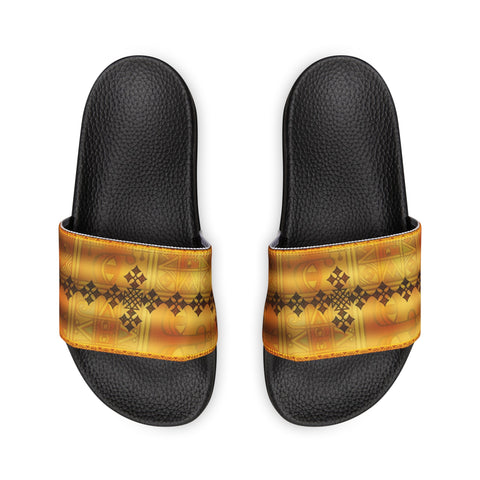 Walk in Style: The Ethiopian Tapestry Slides Men's PU Slide Sandals