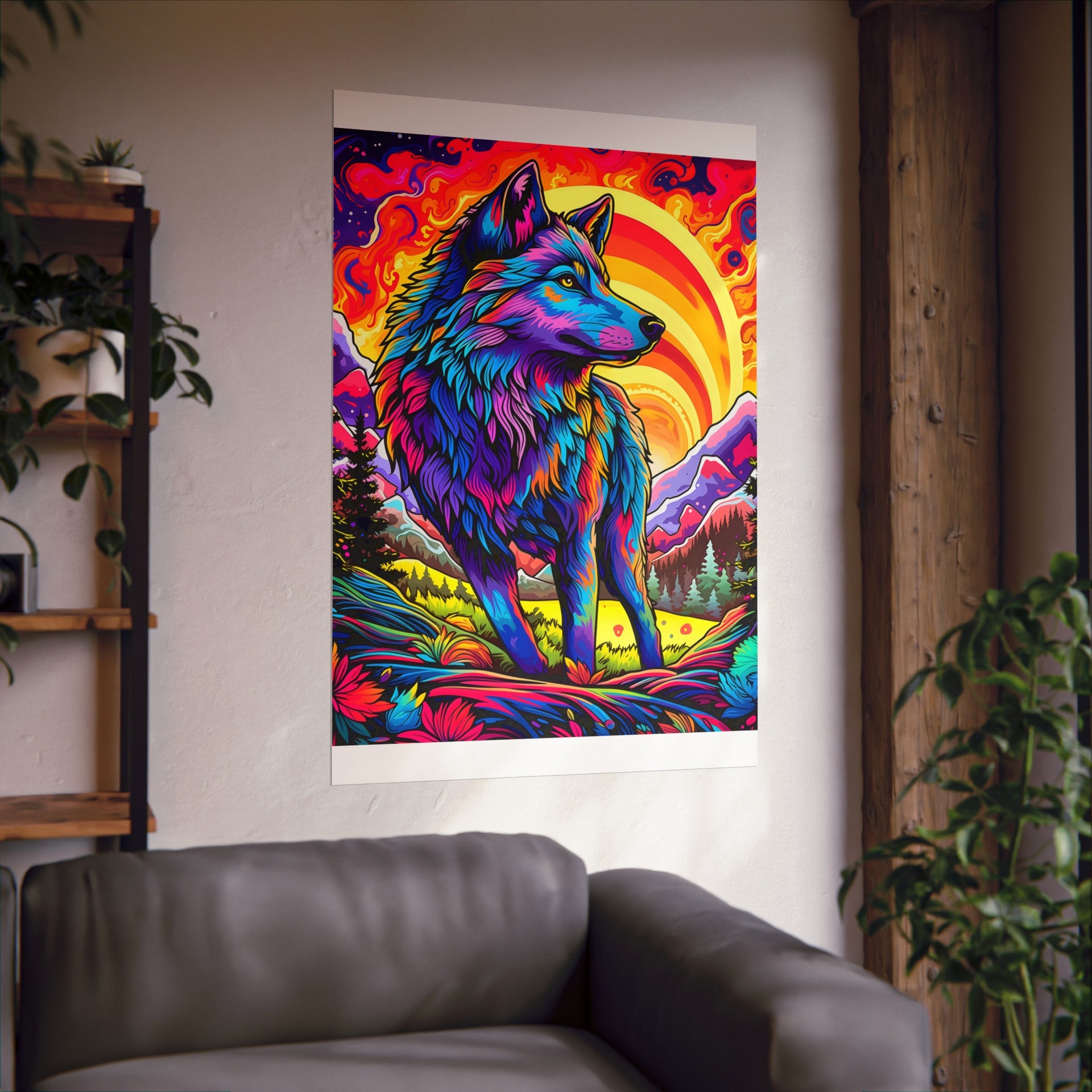 Embrace the Wild: Vintage Wolf Psychedelia Matte Posters