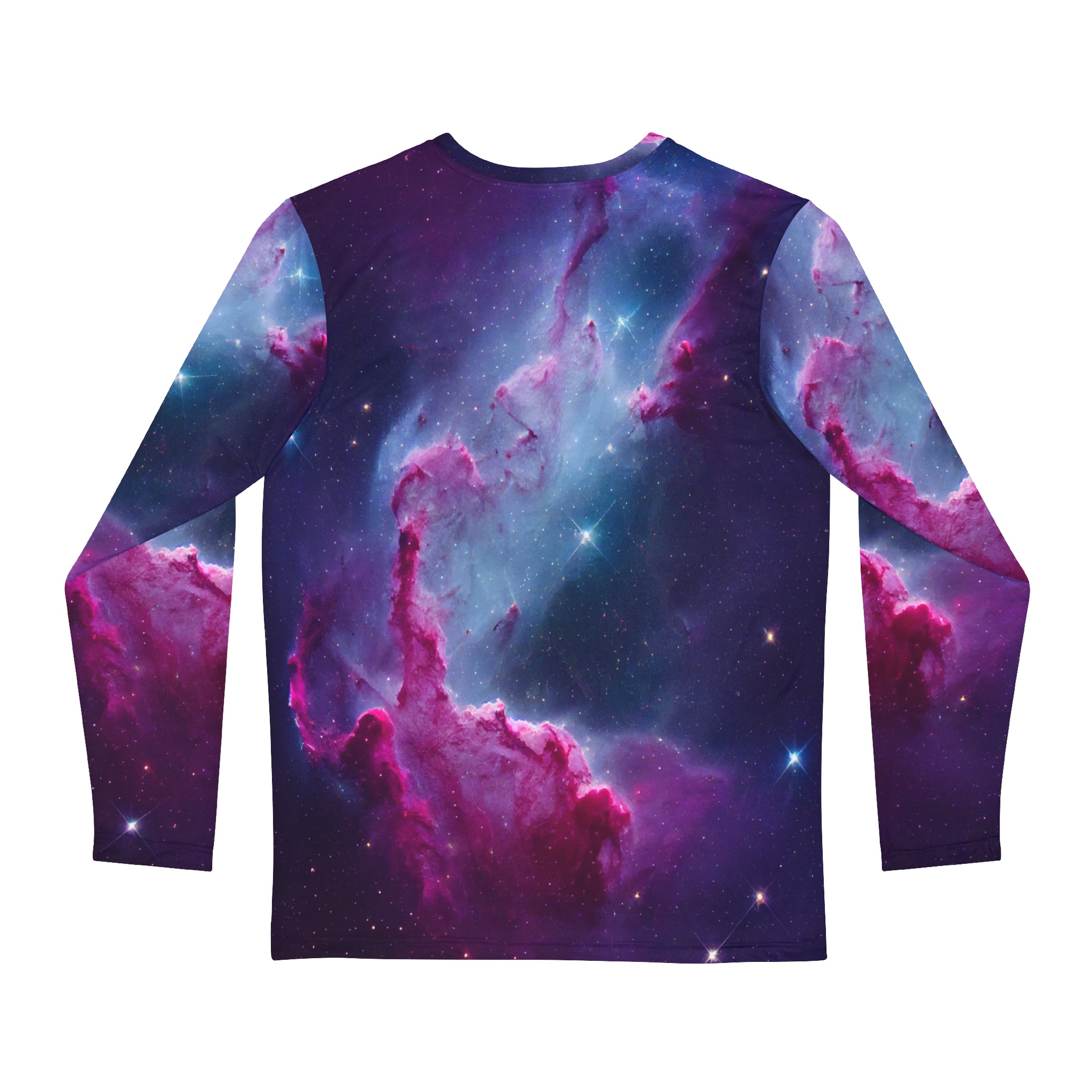 Starstruck Voyager: Explore the Cosmos in This Glowing Astronaut Longsleeve | Men's Long Sleeve Shirt (AOP)