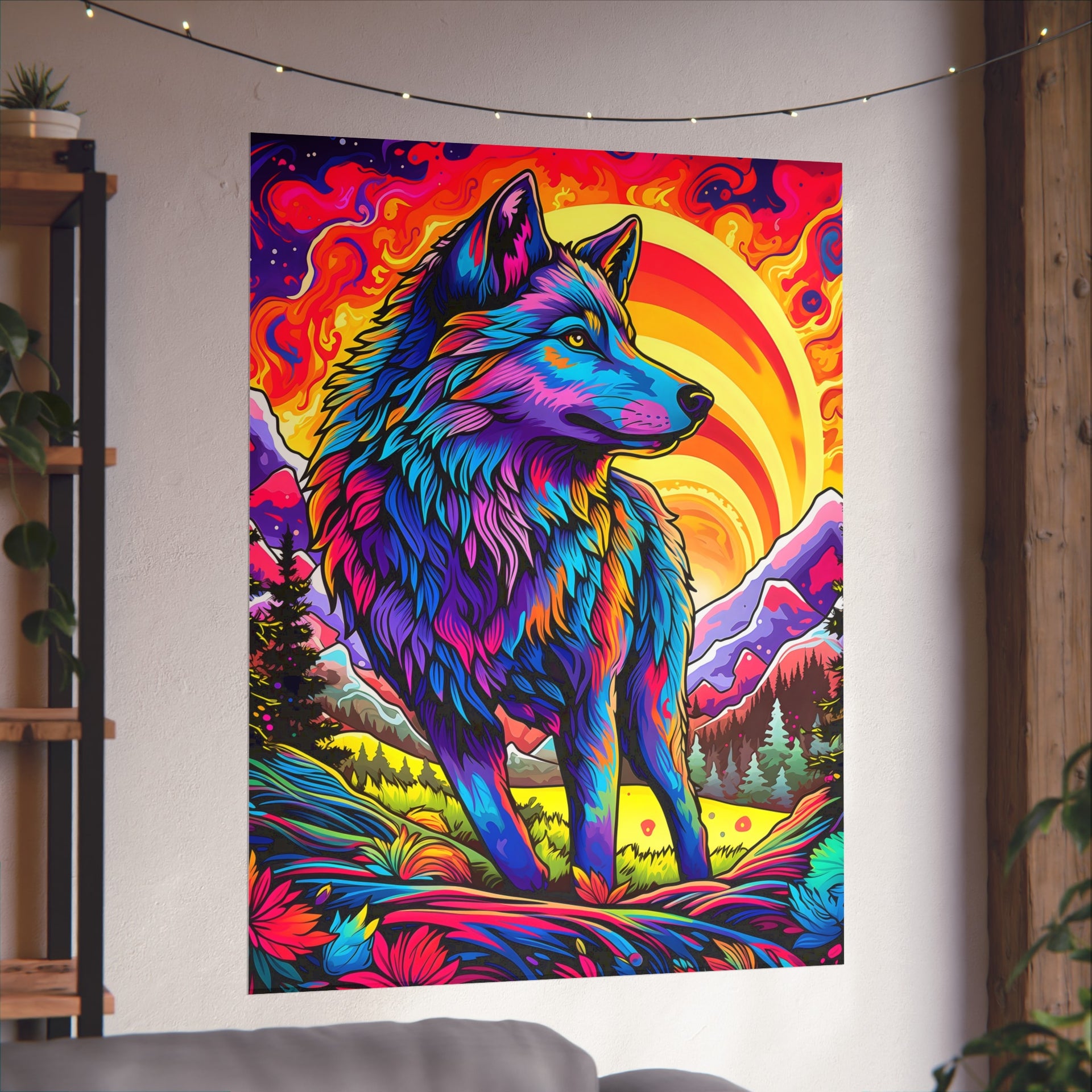 Embrace the Wild: Vintage Wolf Psychedelia Matte Posters