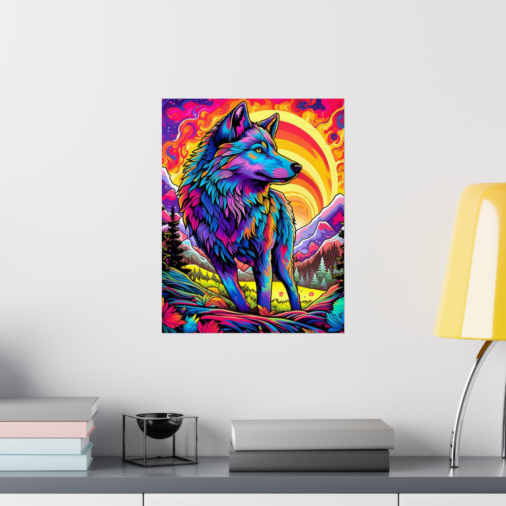 Embrace the Wild: Vintage Wolf Psychedelia Matte Posters