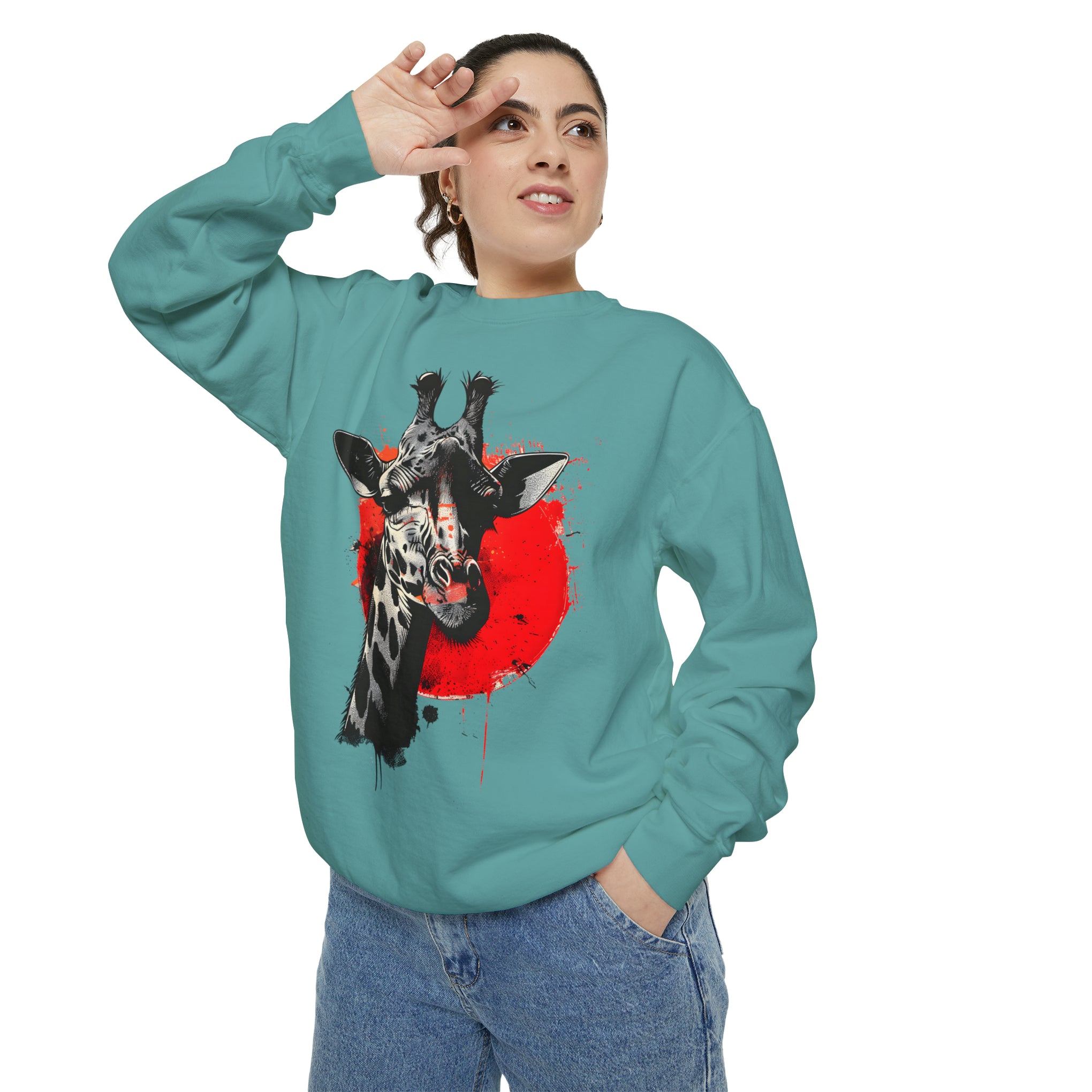 Sunshine Smiles: Embrace the Kawaii Charm of This Contoured Giraffe Sweatshirt