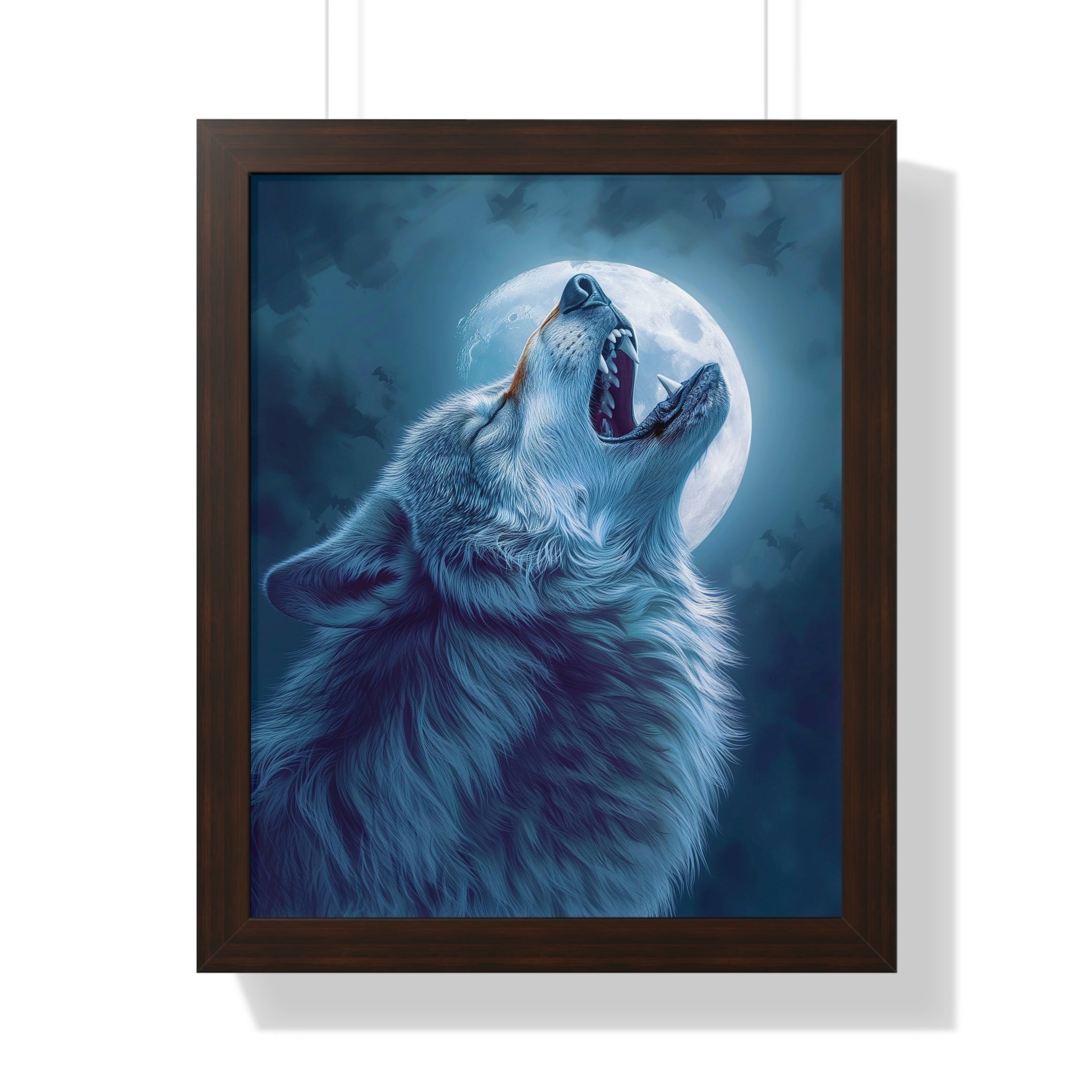 Midnight Howl: Epic Fantasy Wolf Poster Framed Vertical Poster