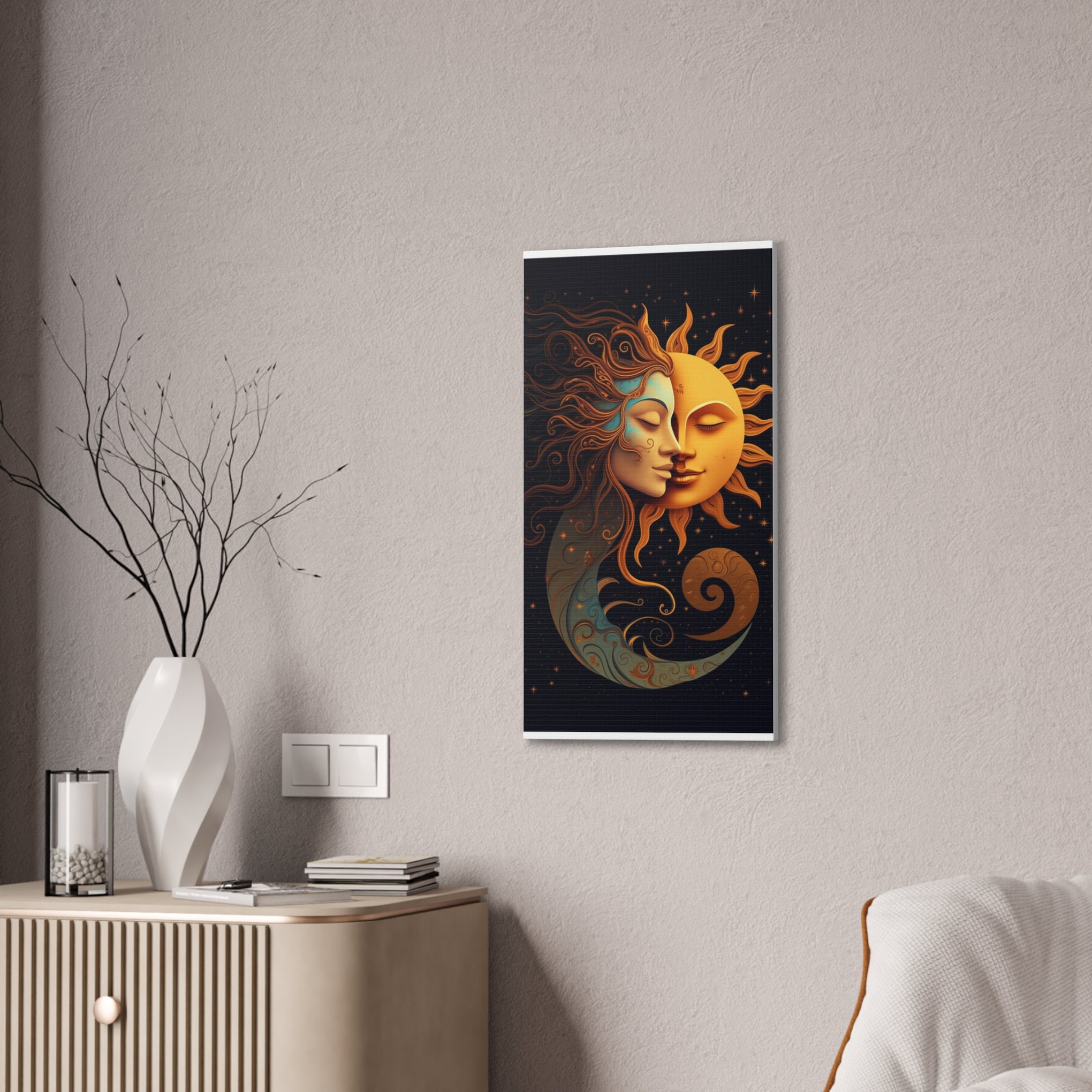 Celestial Harmony: Sun & Moon Canvas Print