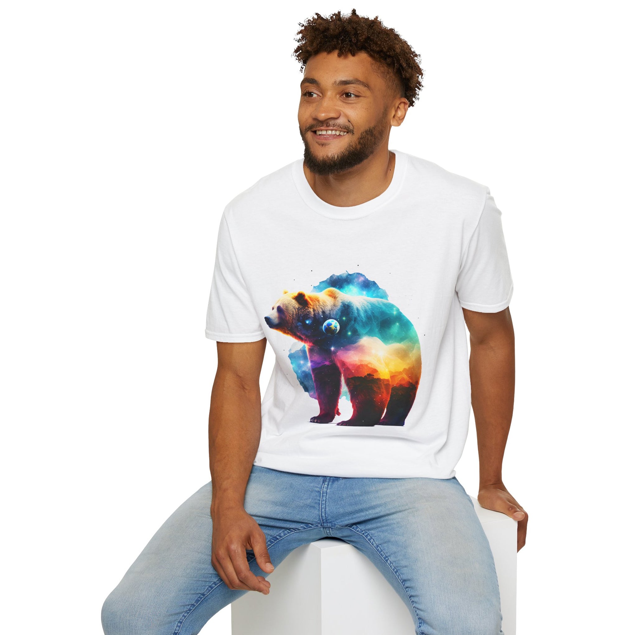 Majestic Bear T-Shirt with Surreal Cosmic Landscape 🌌🐻