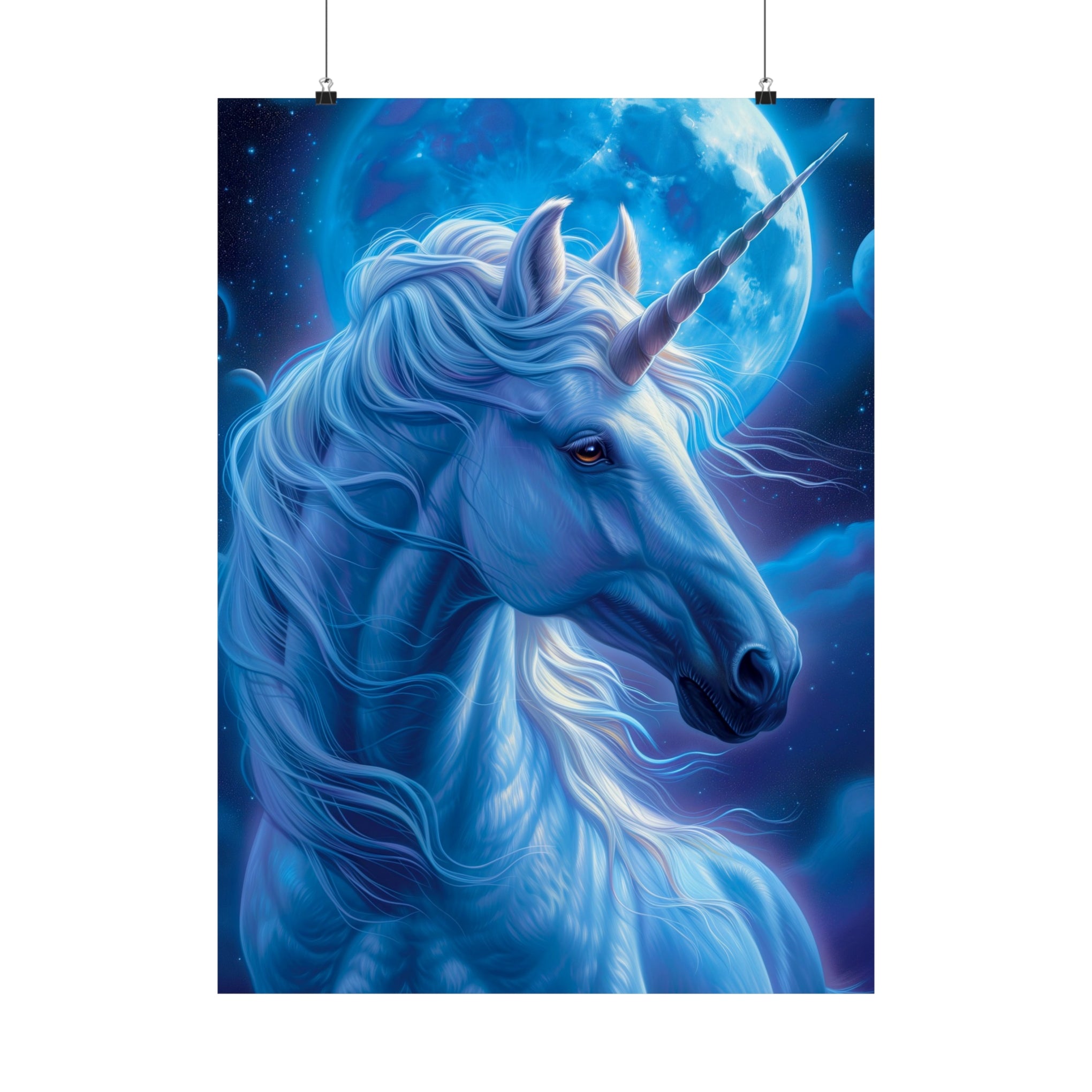 Supernatural Unicorn: Mystical Moonlight Matte Vertical Poster