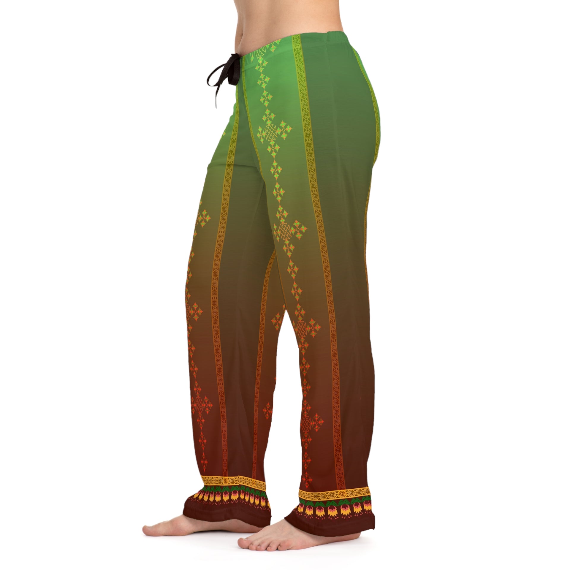 Ethiopian Crosses Elegance: Women's Pajama Pants (AOP)