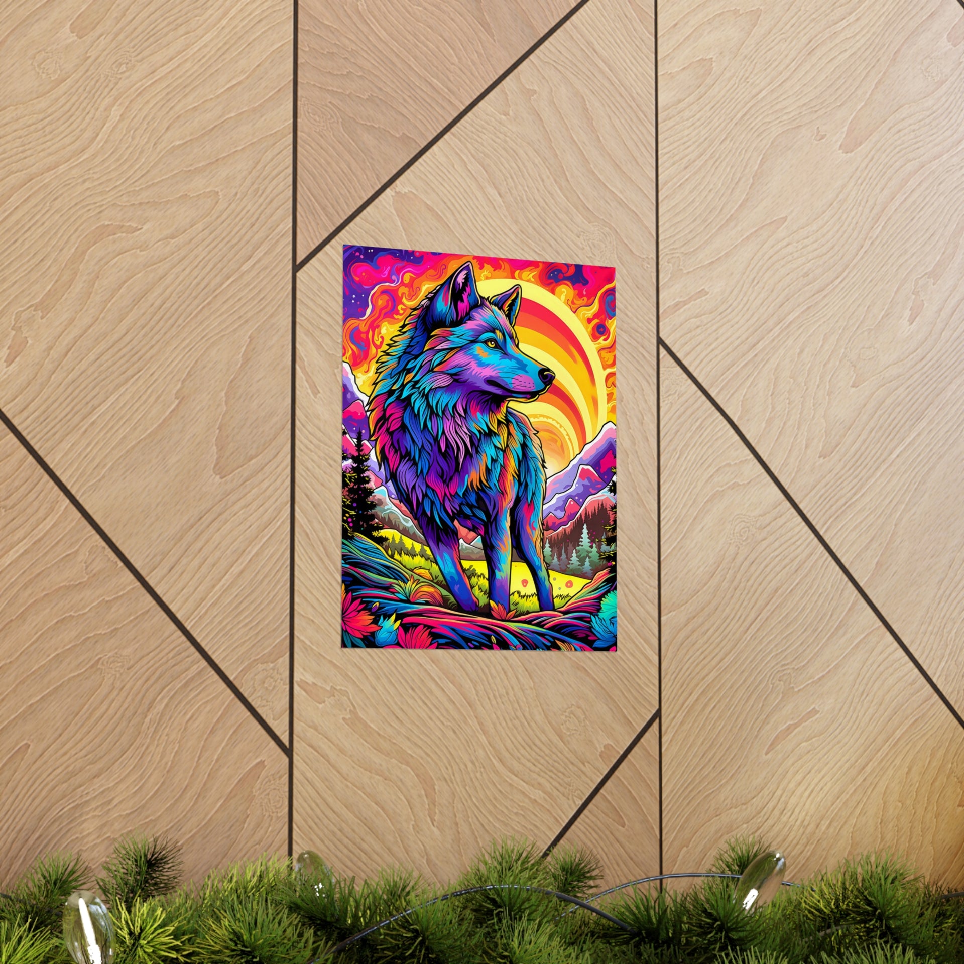 Embrace the Wild: Vintage Wolf Psychedelia Matte Posters