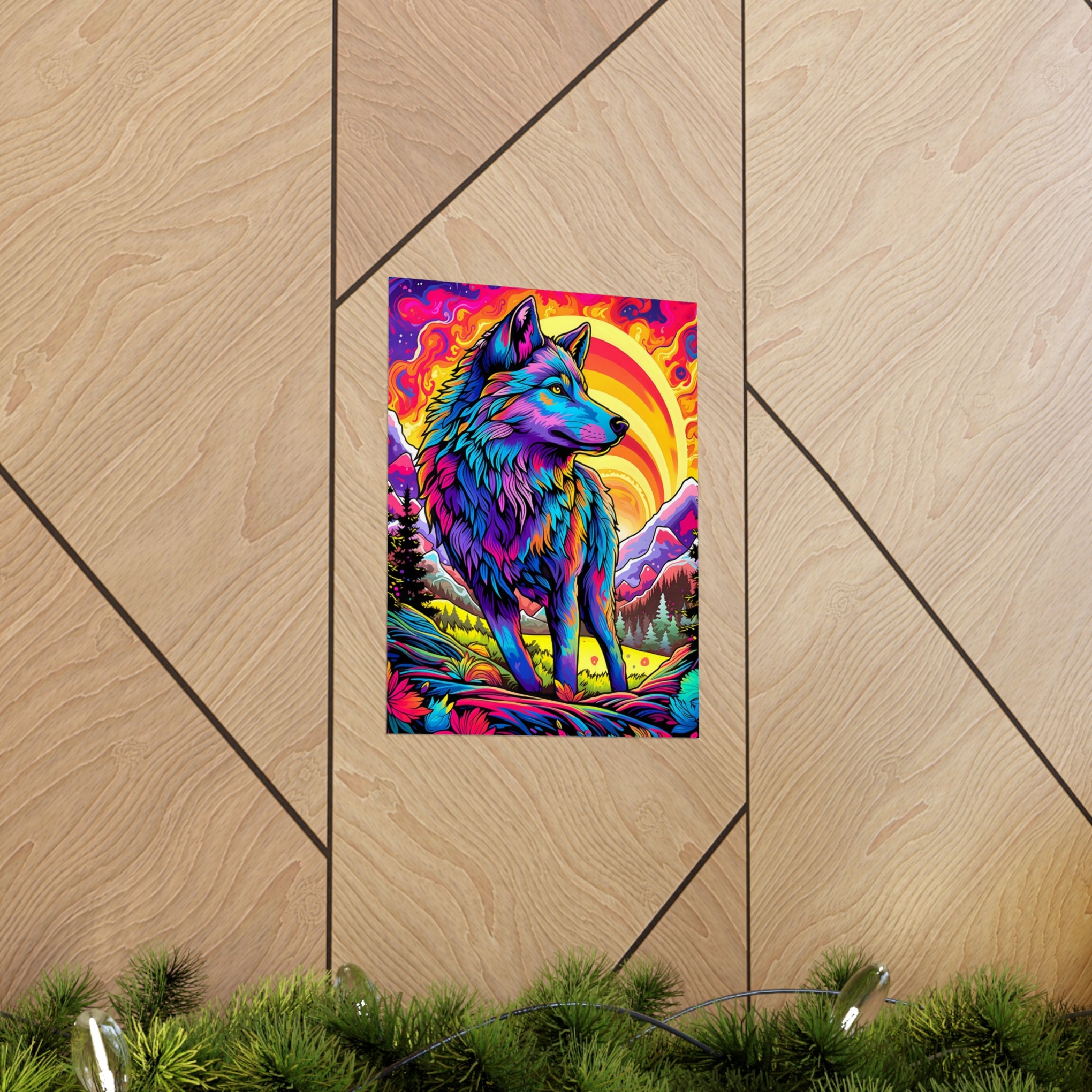 Embrace the Wild: Vintage Wolf Psychedelia Matte Posters