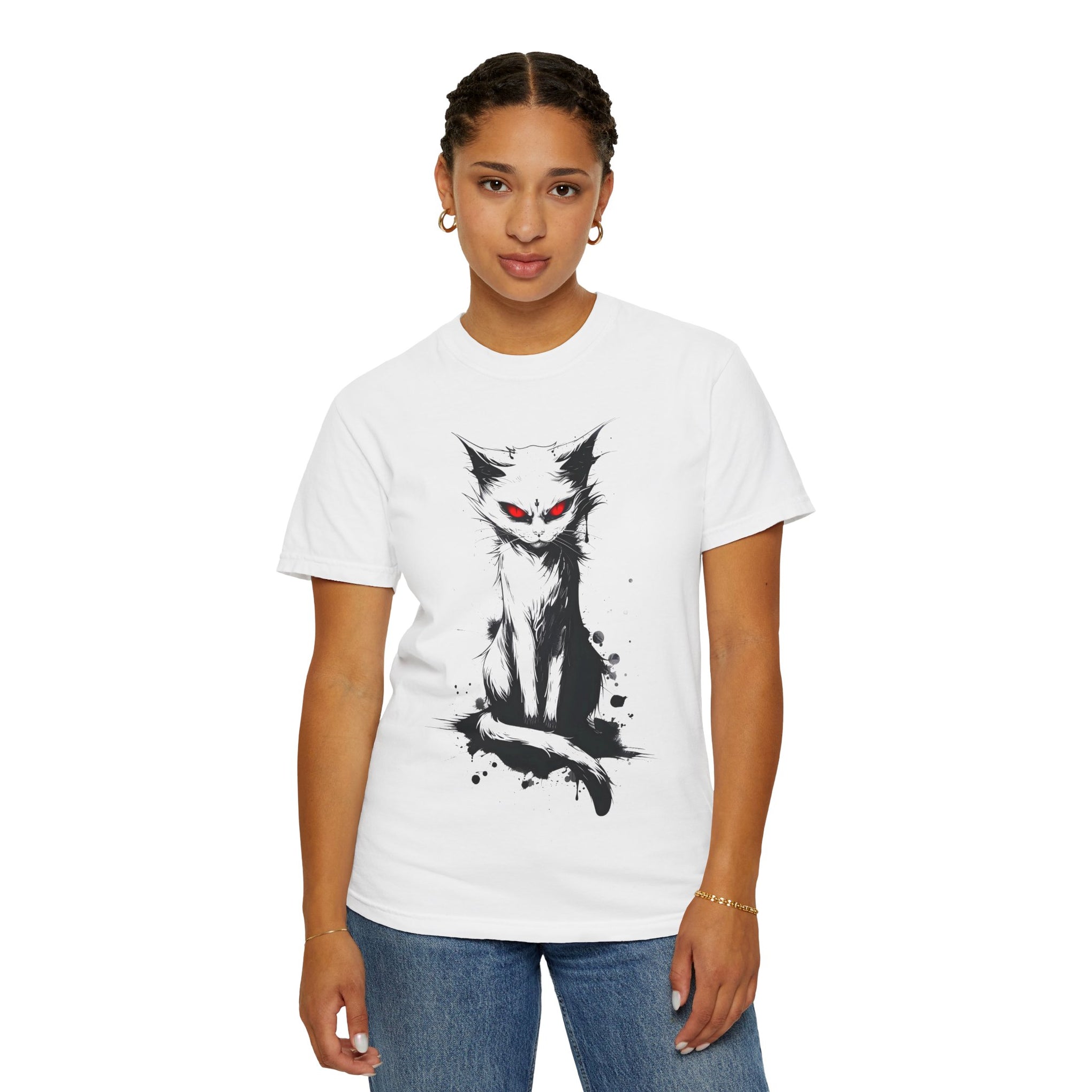 Fierce Cat Design Unisex Garment-Dyed T-Shirt – Bold, Edgy Fashion at Infinite Visibility