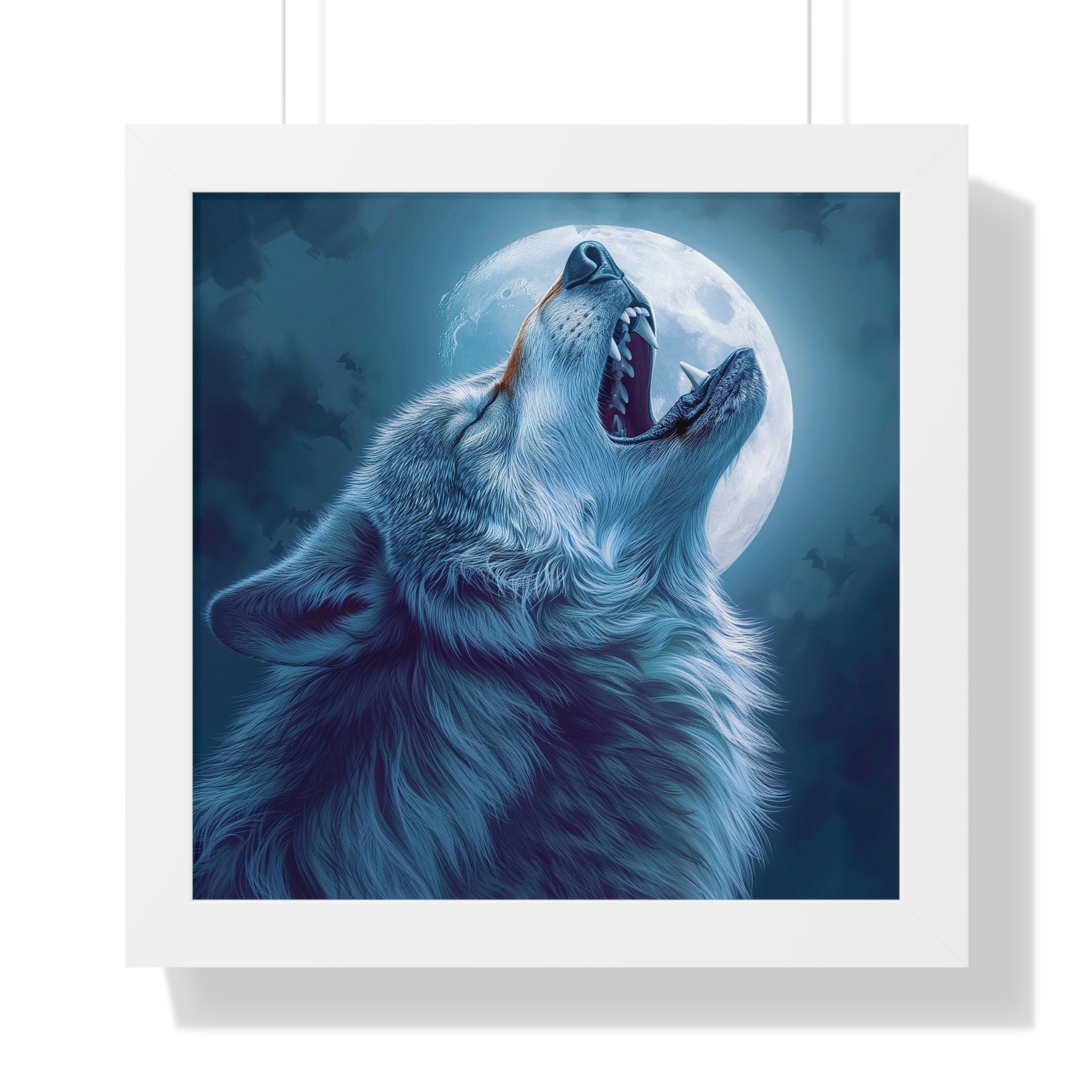 Midnight Howl: Epic Fantasy Wolf Poster Framed Vertical Poster