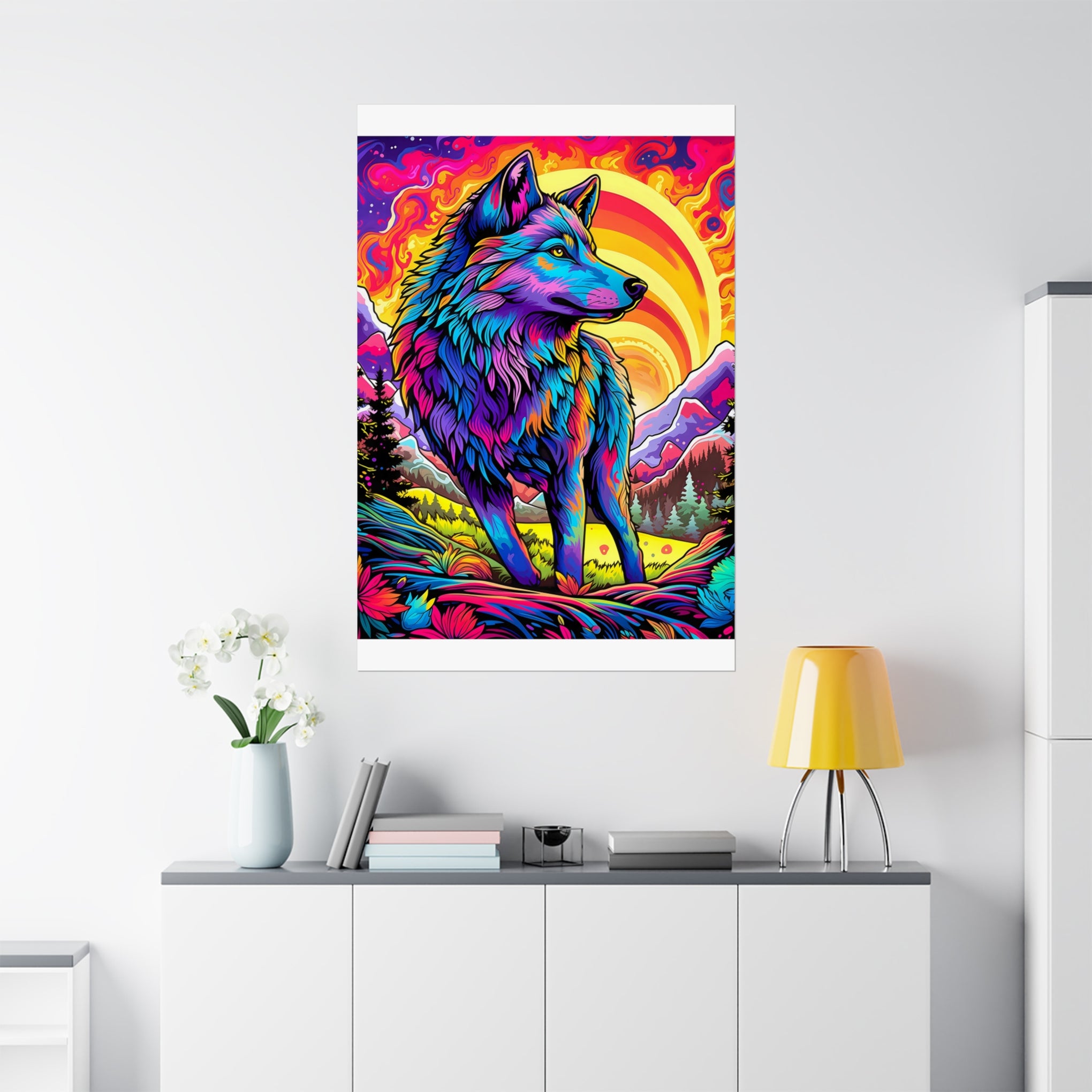 Embrace the Wild: Vintage Wolf Psychedelia Matte Posters