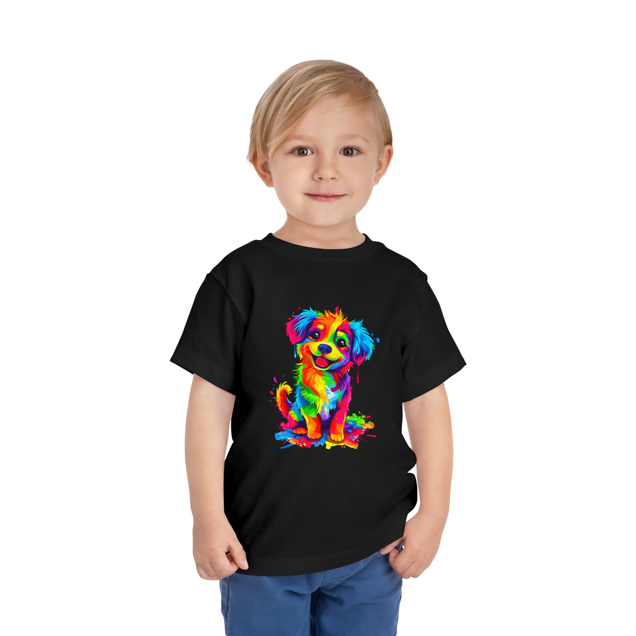 Rainbow Dreams: Disney-Inspired Happy Dog Cartoon | Toddler Short Sleeve Tee