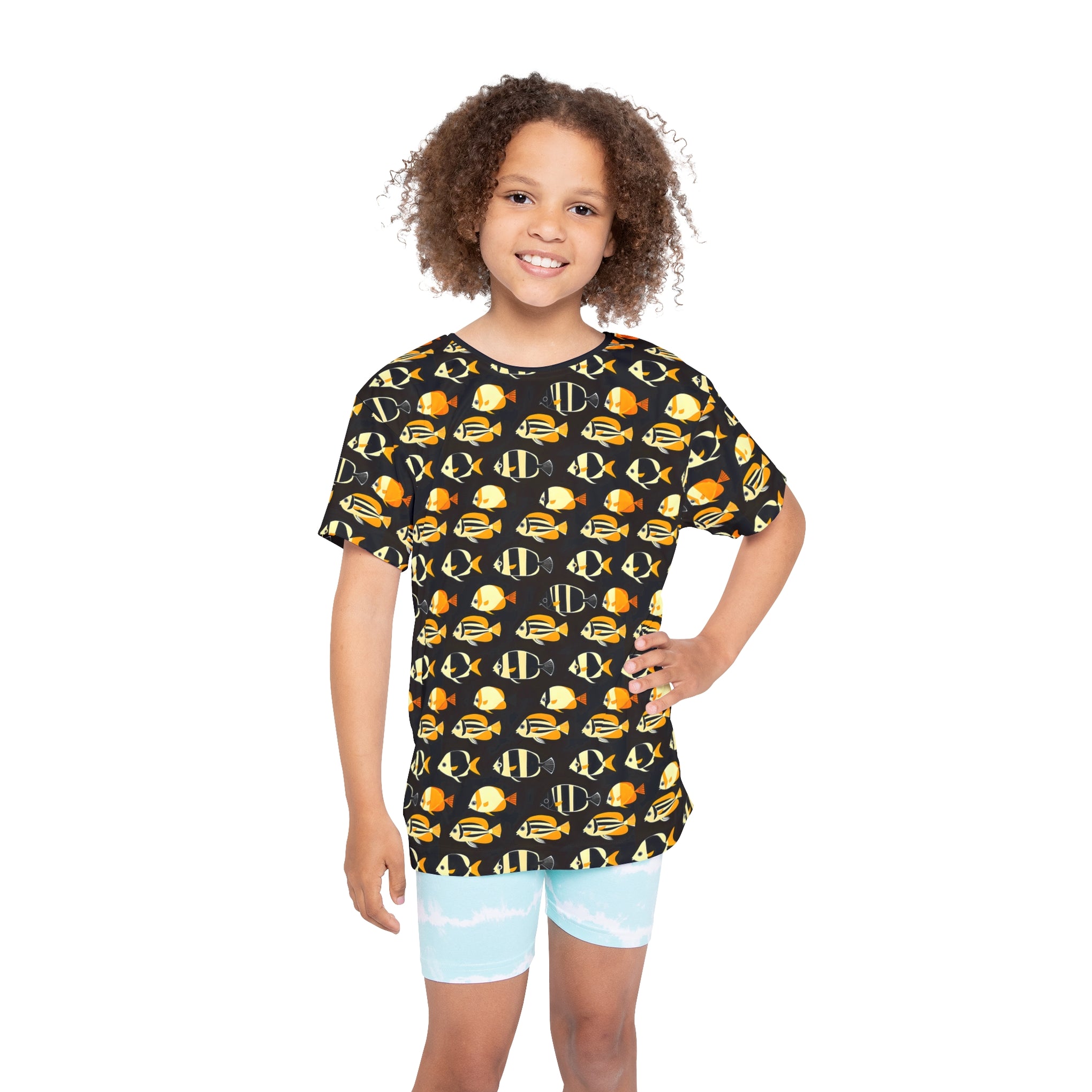 Zen Fish: Japanese Geometric Bannerfish Pattern Kids Sports Jersey (AOP)