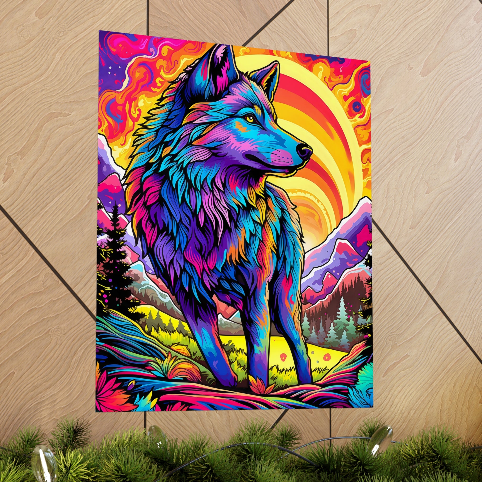 Embrace the Wild: Vintage Wolf Psychedelia Matte Posters