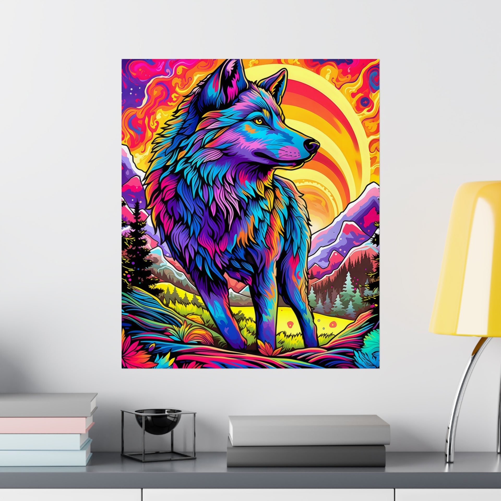 Embrace the Wild: Vintage Wolf Psychedelia Matte Posters