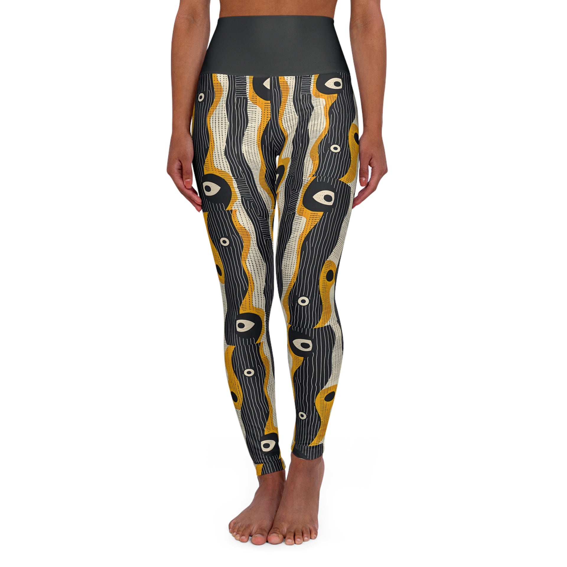 Unleash Your Inner Warrior: The Tribal Muse High-Waisted Yoga Leggings (AOP)