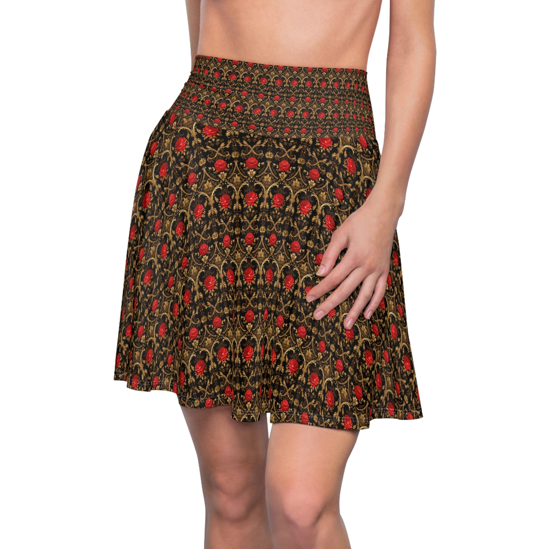 Twirl in Time: Where Vintage Elegance Meets Sparkly Romance | Women's Skater Skirt (AOP)