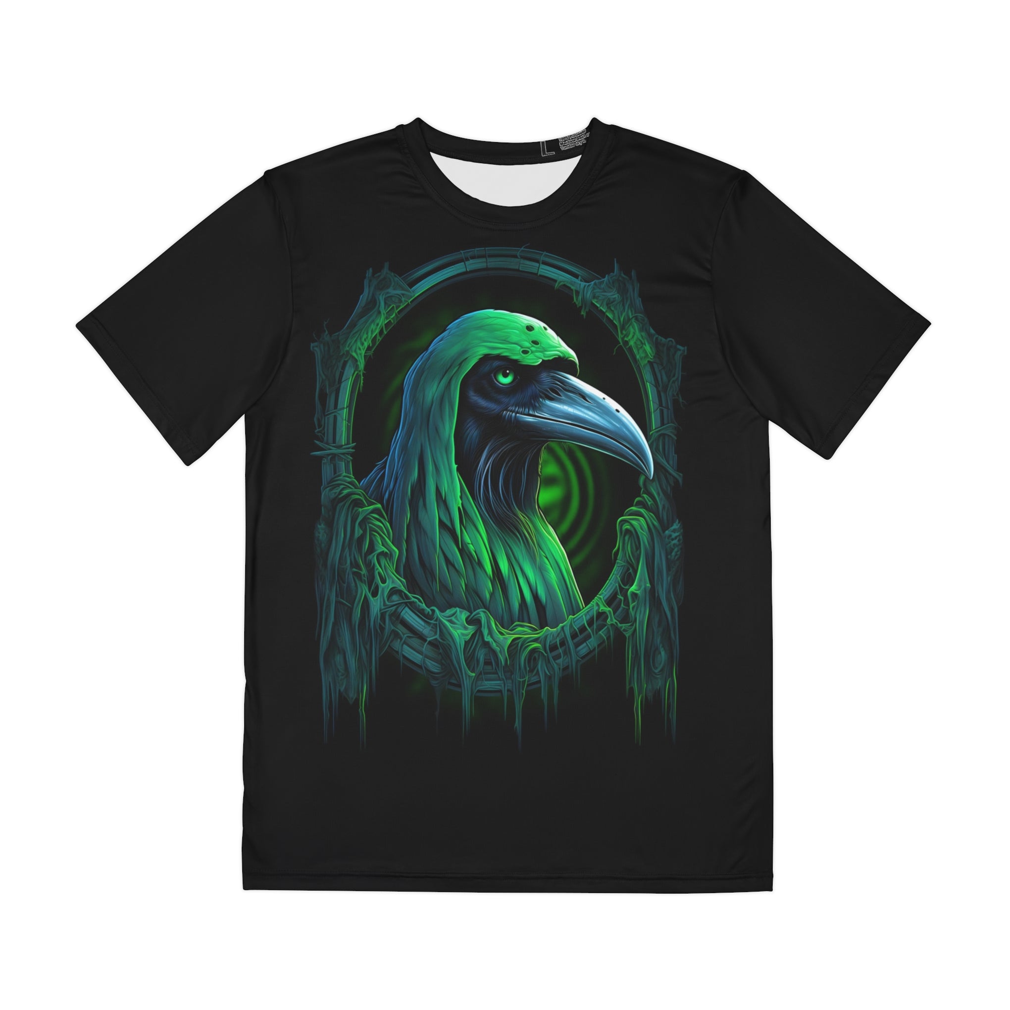 Grim Reaper Crow: Green and Emerald Decor Unisex Garment-Dyed Sweatshirt Men's Polyester Tee (AOP)