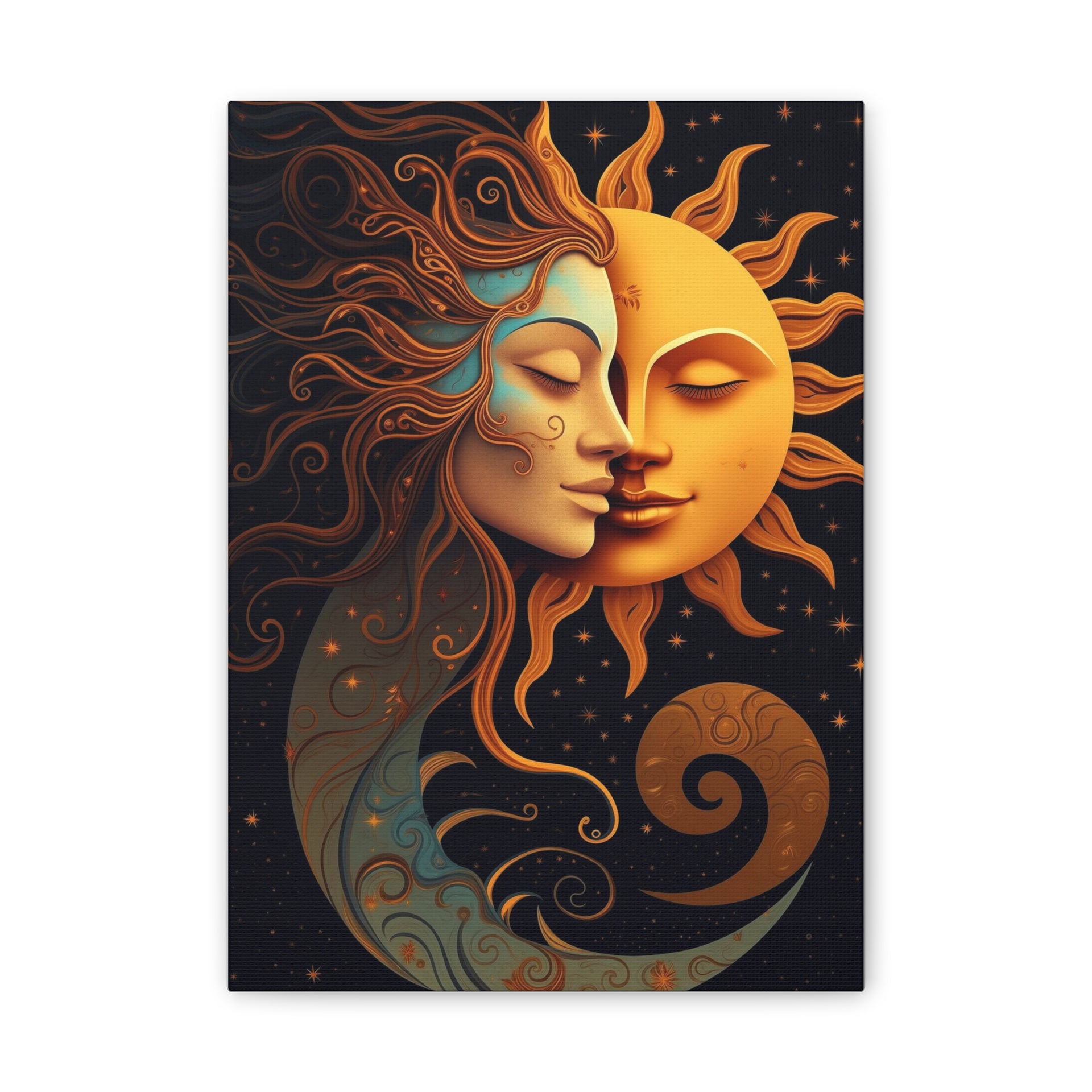 Celestial Harmony: Sun & Moon Canvas Print