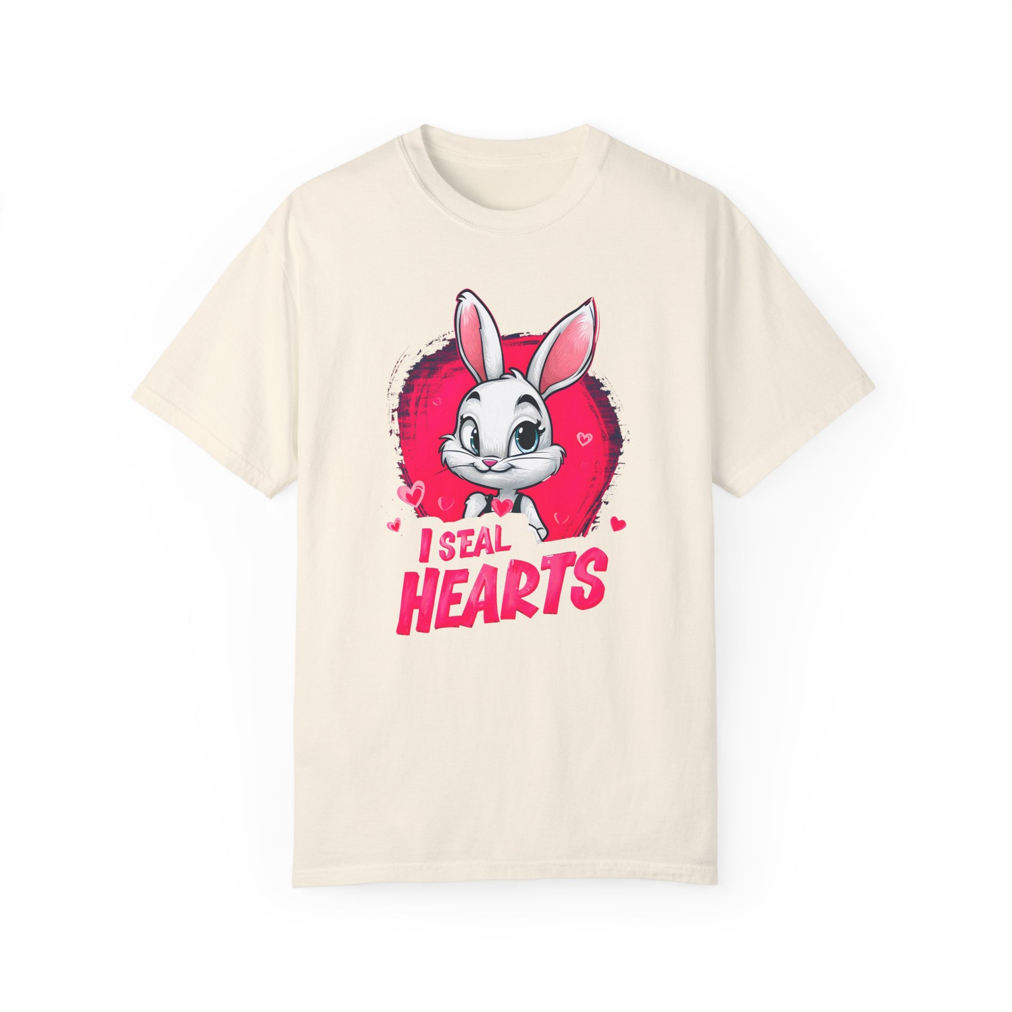 Hop to It, Heartbreaker: This Bunny Steals Smiles, Not Hearts | Valentine's Day | Unisex Garment-Dyed T-shirt