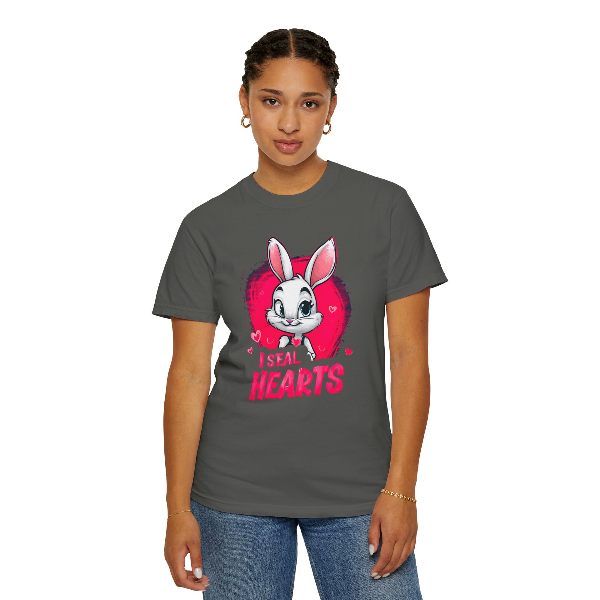 Hop to It, Heartbreaker: This Bunny Steals Smiles, Not Hearts | Valentine's Day | Unisex Garment-Dyed T-shirt