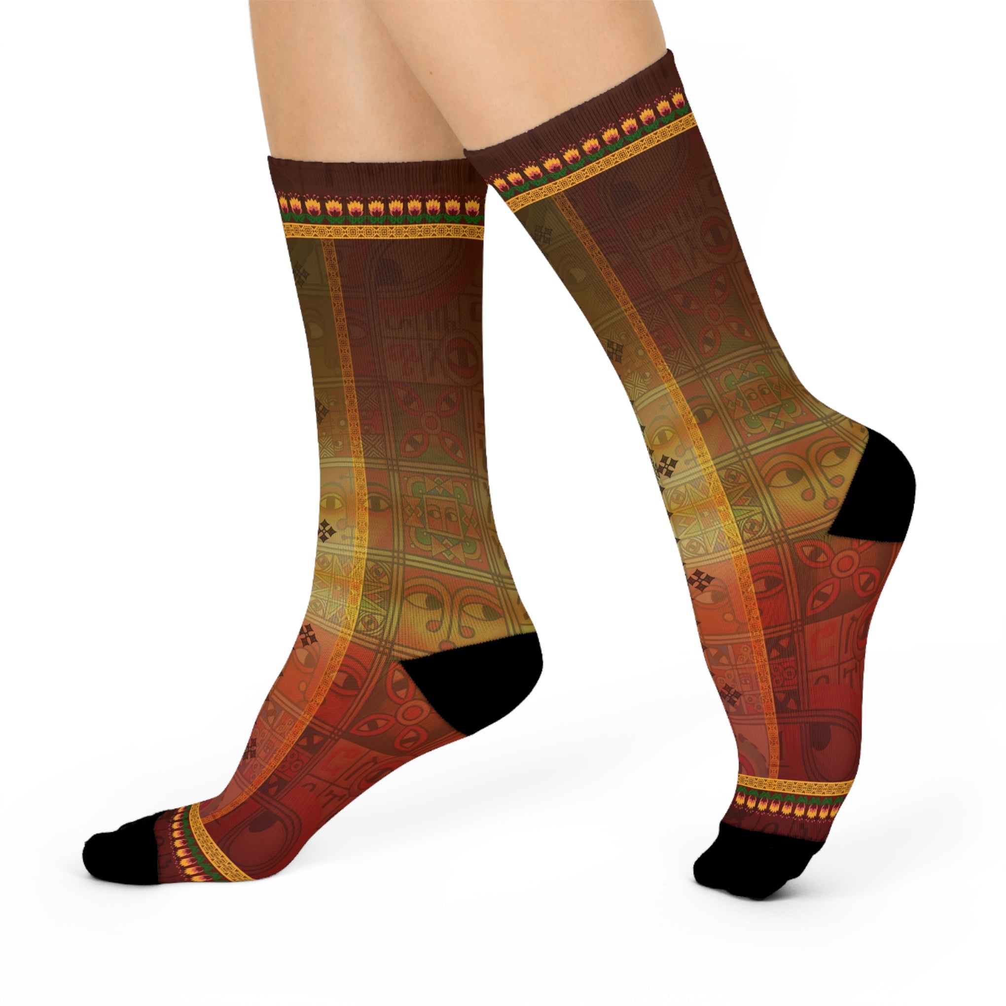 Step into Style: The Ethiopian Tapestry Socks Cushioned Crew Socks