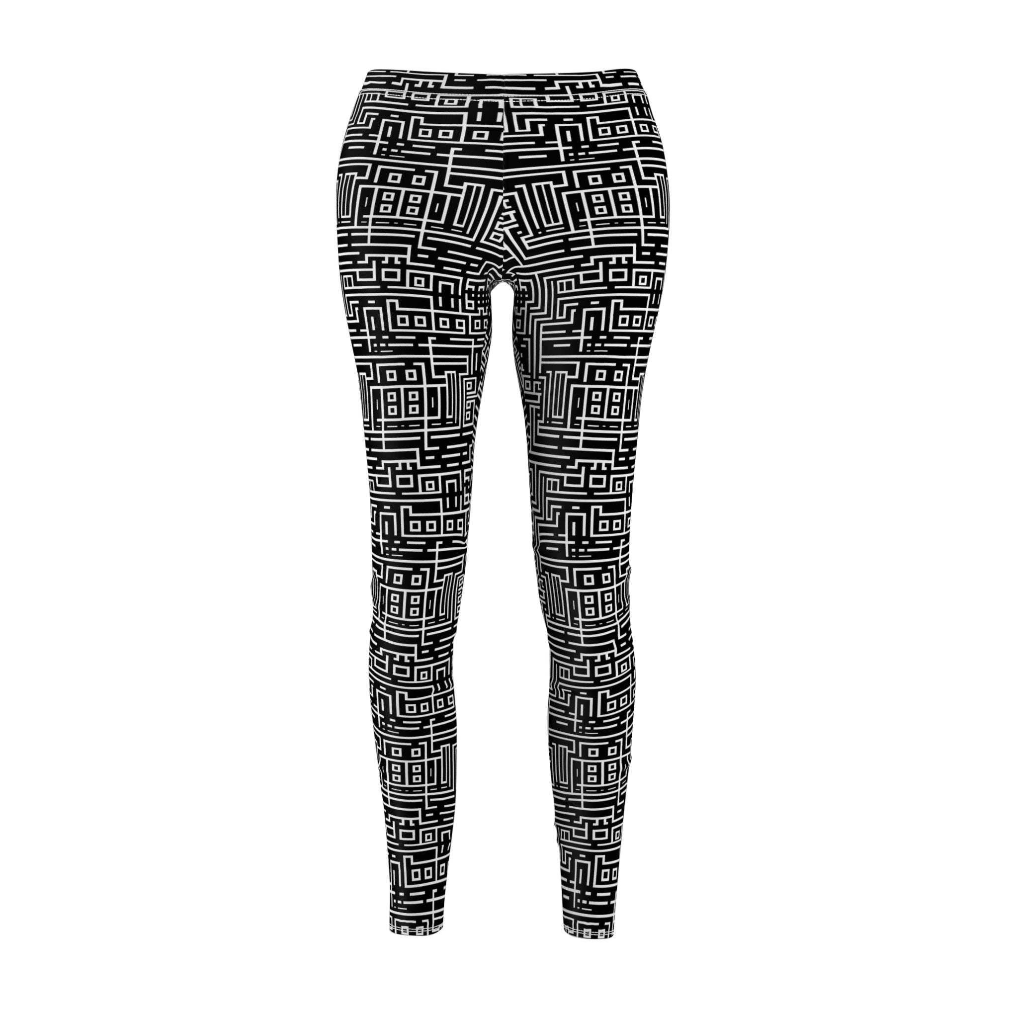 Futuristic Laser-Cut Geometric Women's Leggings: AOP