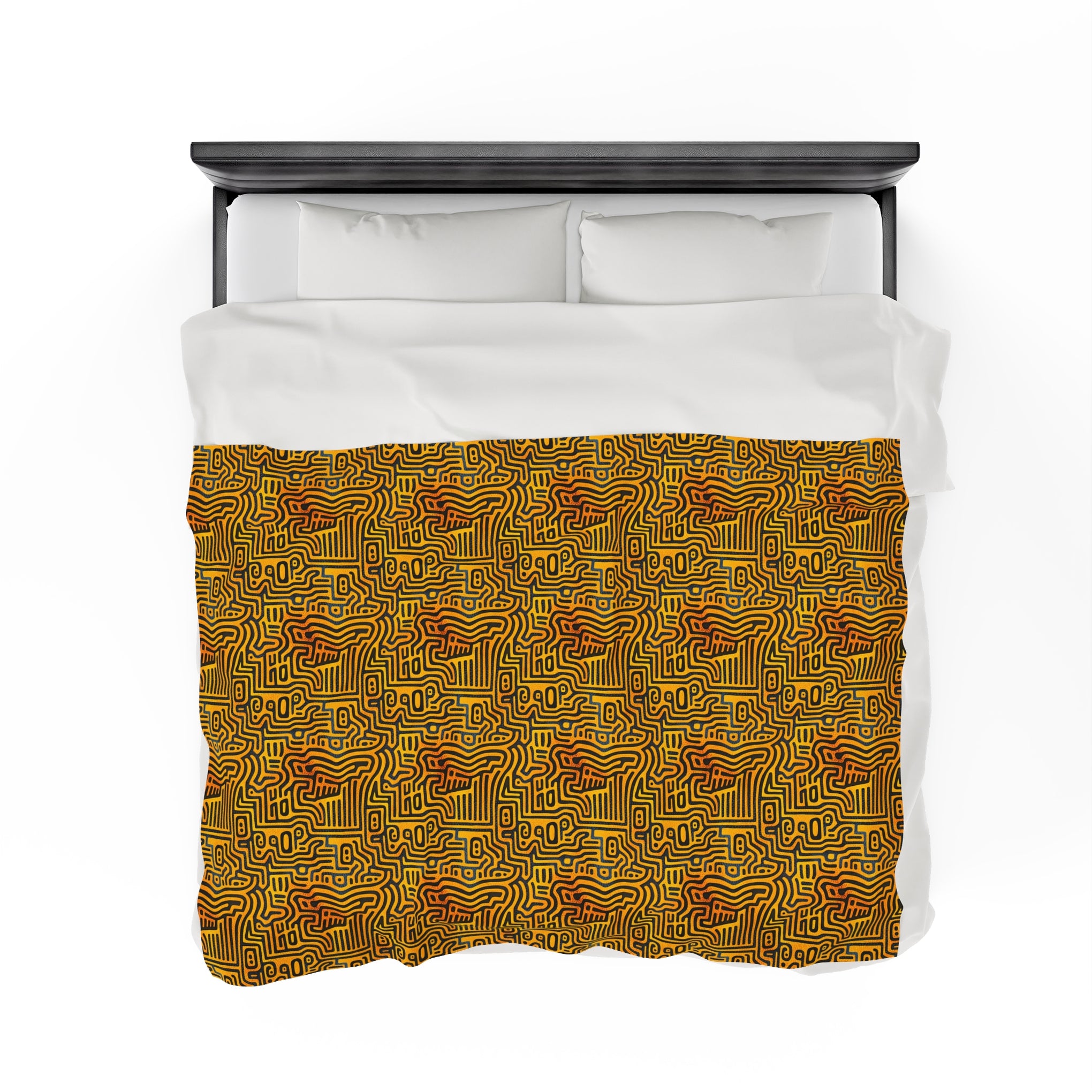 Sunset Dreams: Velveteen Plush Blanket with Optical Illusion Art