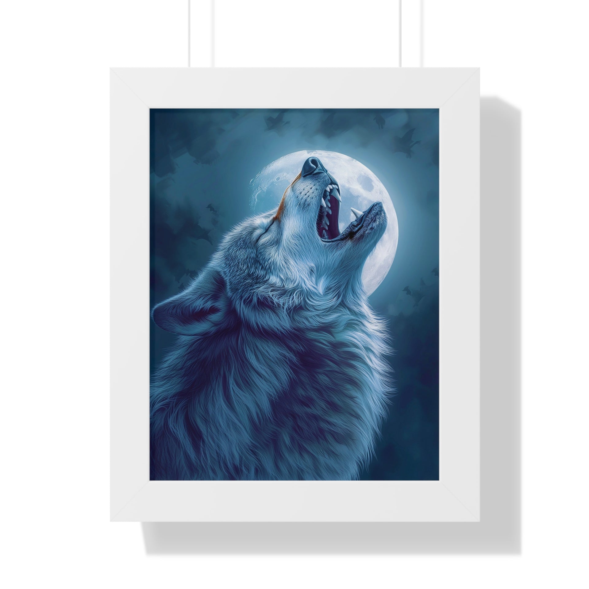 Midnight Howl: Epic Fantasy Wolf Poster Framed Vertical Poster