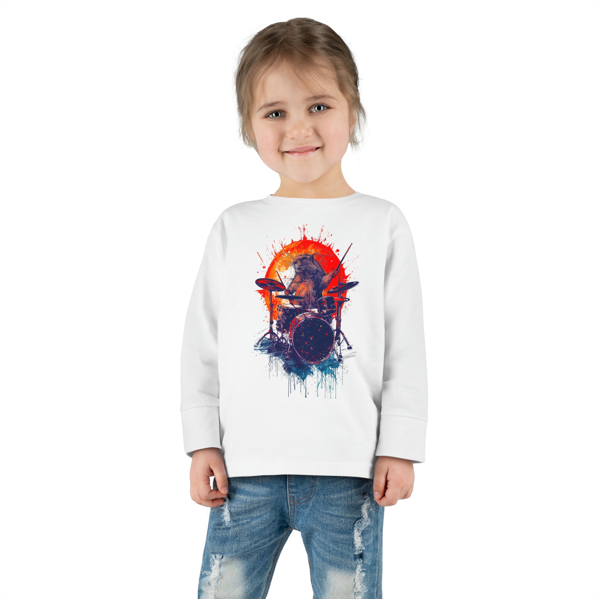 Musical Marmot: Beksinski Style Toddler Long Sleeve Tee for Heroic Adventures! | Toddler Long Sleeve Tee