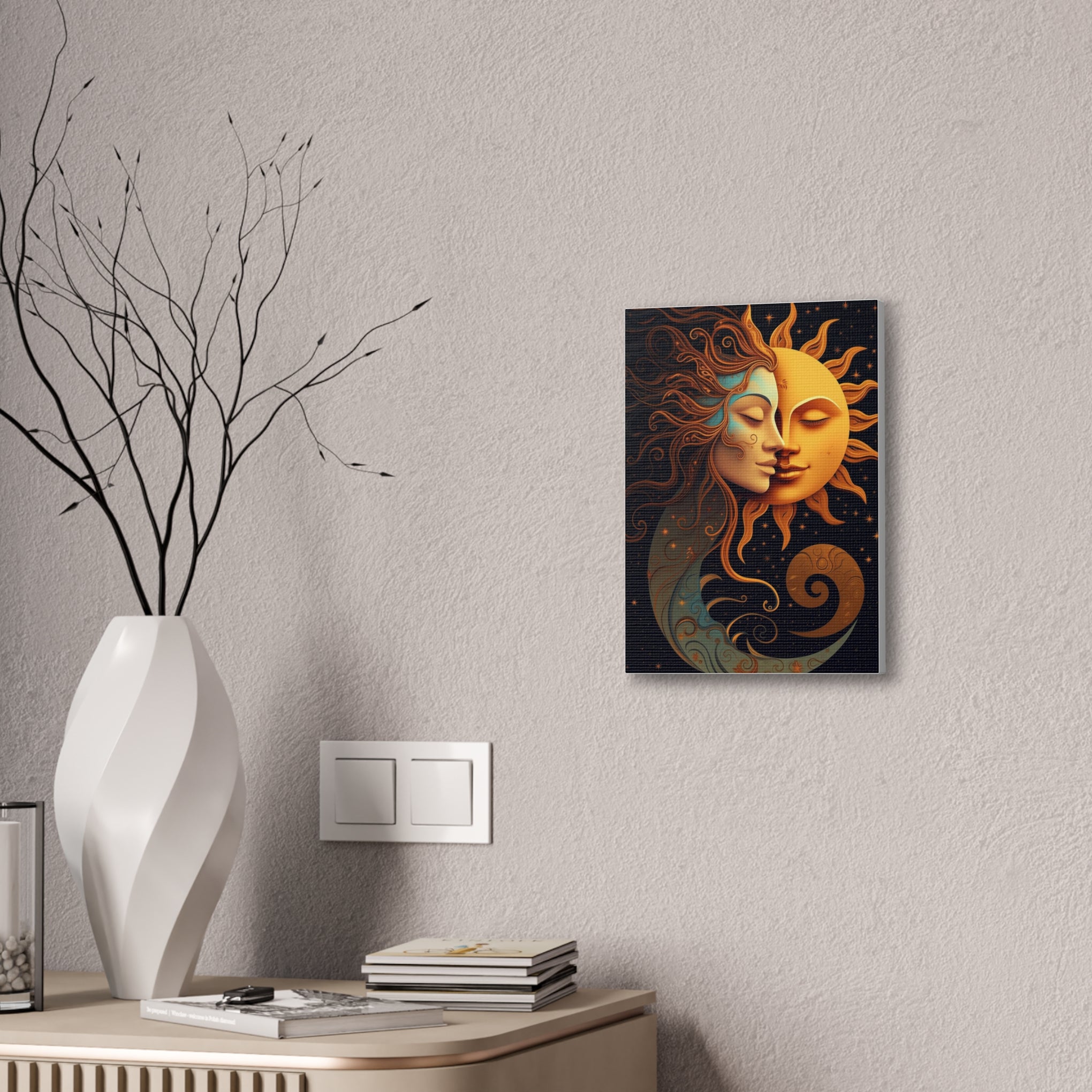 Celestial Harmony: Sun & Moon Canvas Print